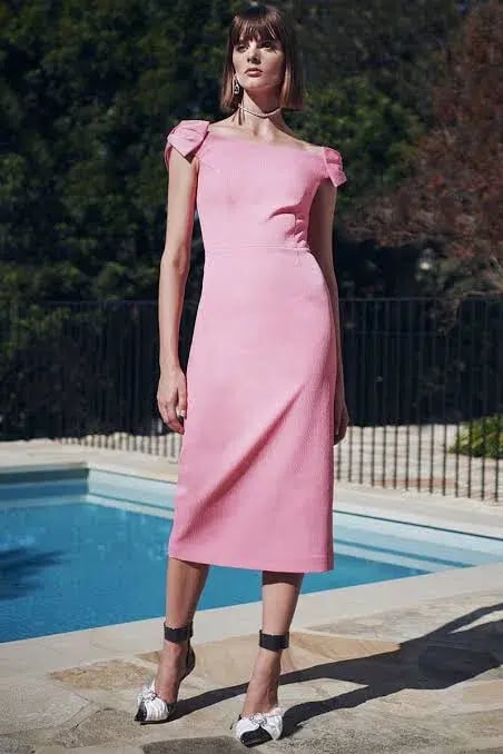 Rebecca Vallance Winslow Midi Dress in Pink in Size 10 photo 2