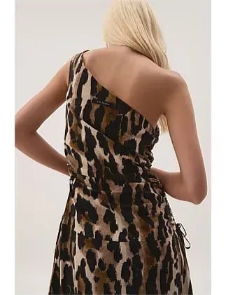 Aje Studio Daze One Shoulder Maxi Dress Animal Print Size 8 photo 3