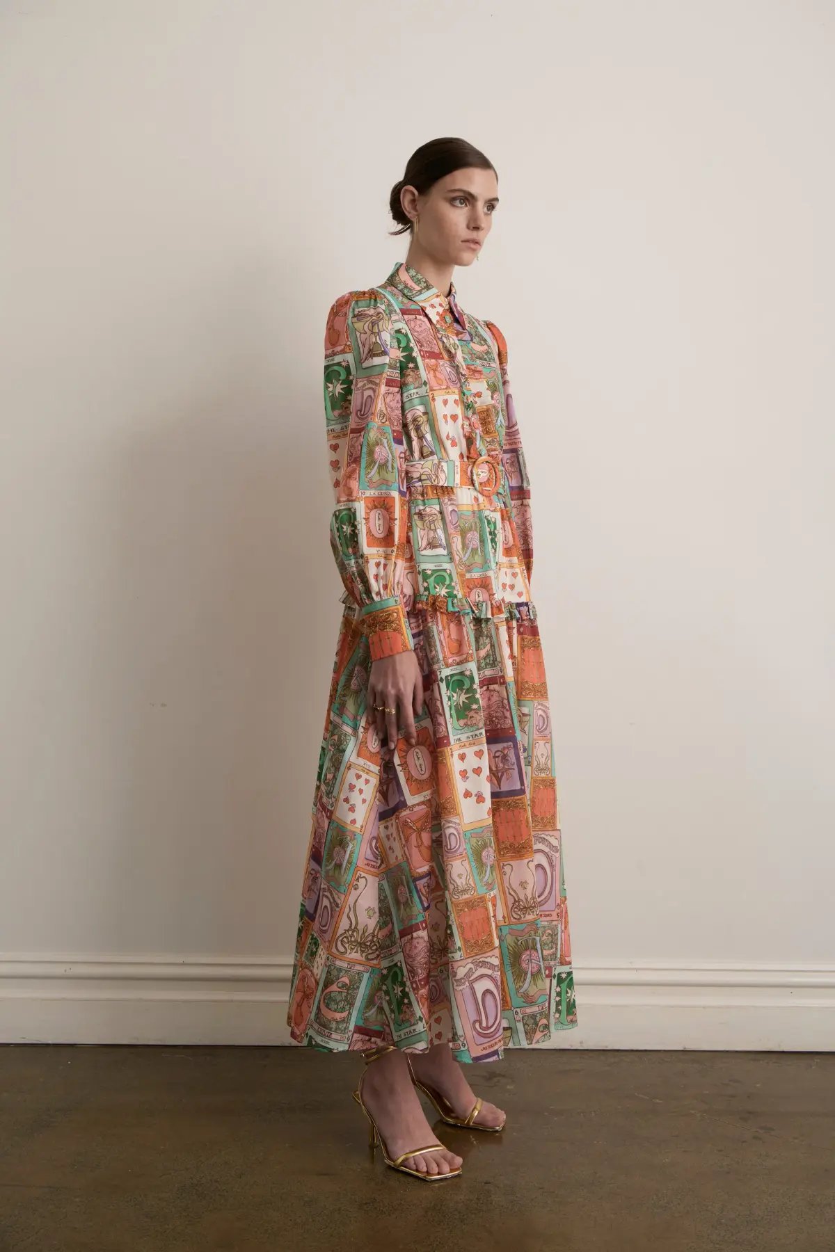 Kate Ford Cairo Long Layered Gown Multi Print Size 3/AU 12 photo 2