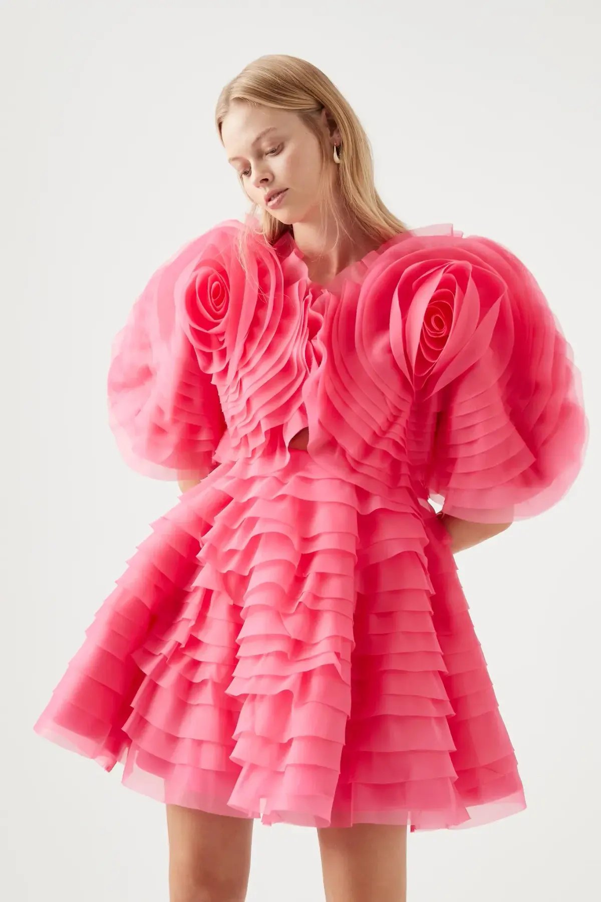 Aje Amour Ruffle Mini Dress In Pink Size AU 8 photo 2