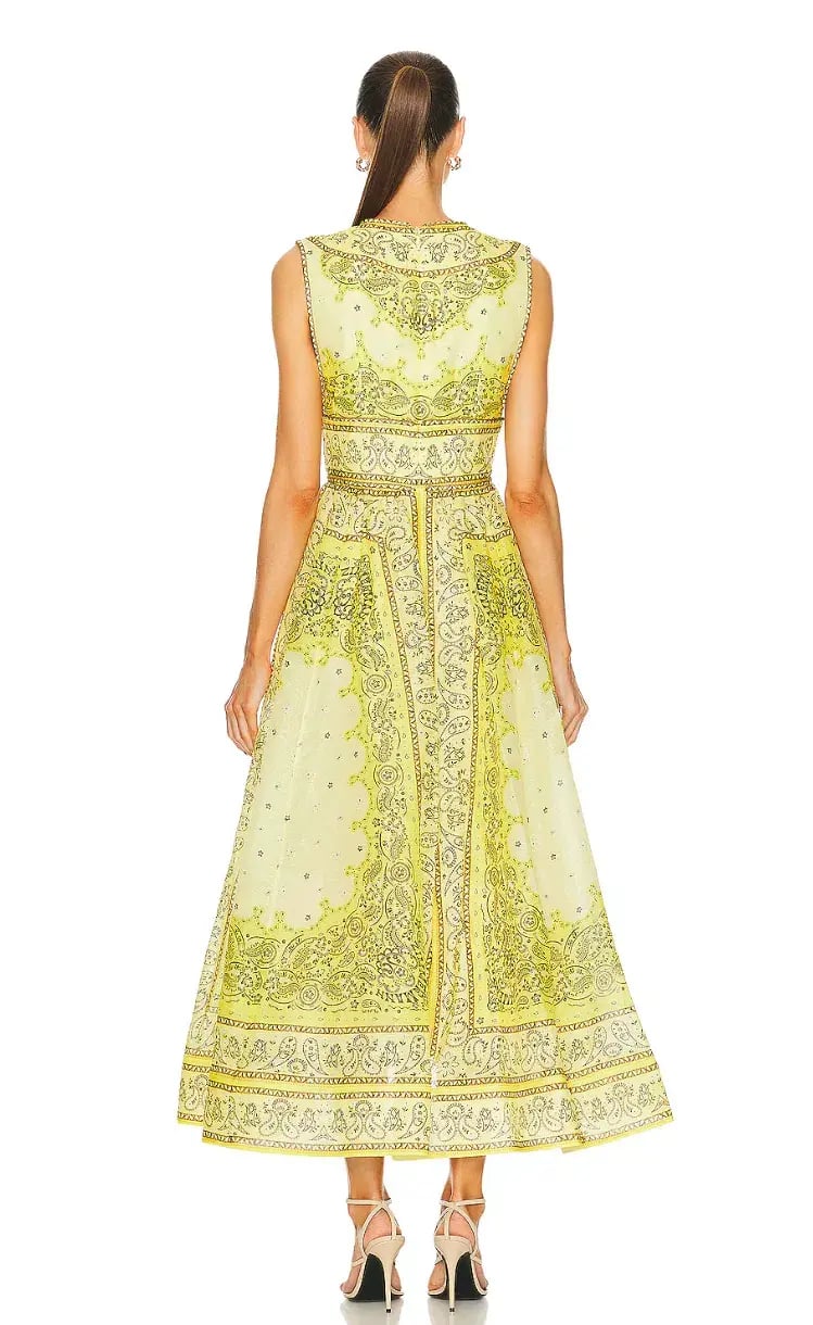 Zimmermann Matchmaker Bow Long Dress Yellow Bandana Size 3 / AU 14 photo 2