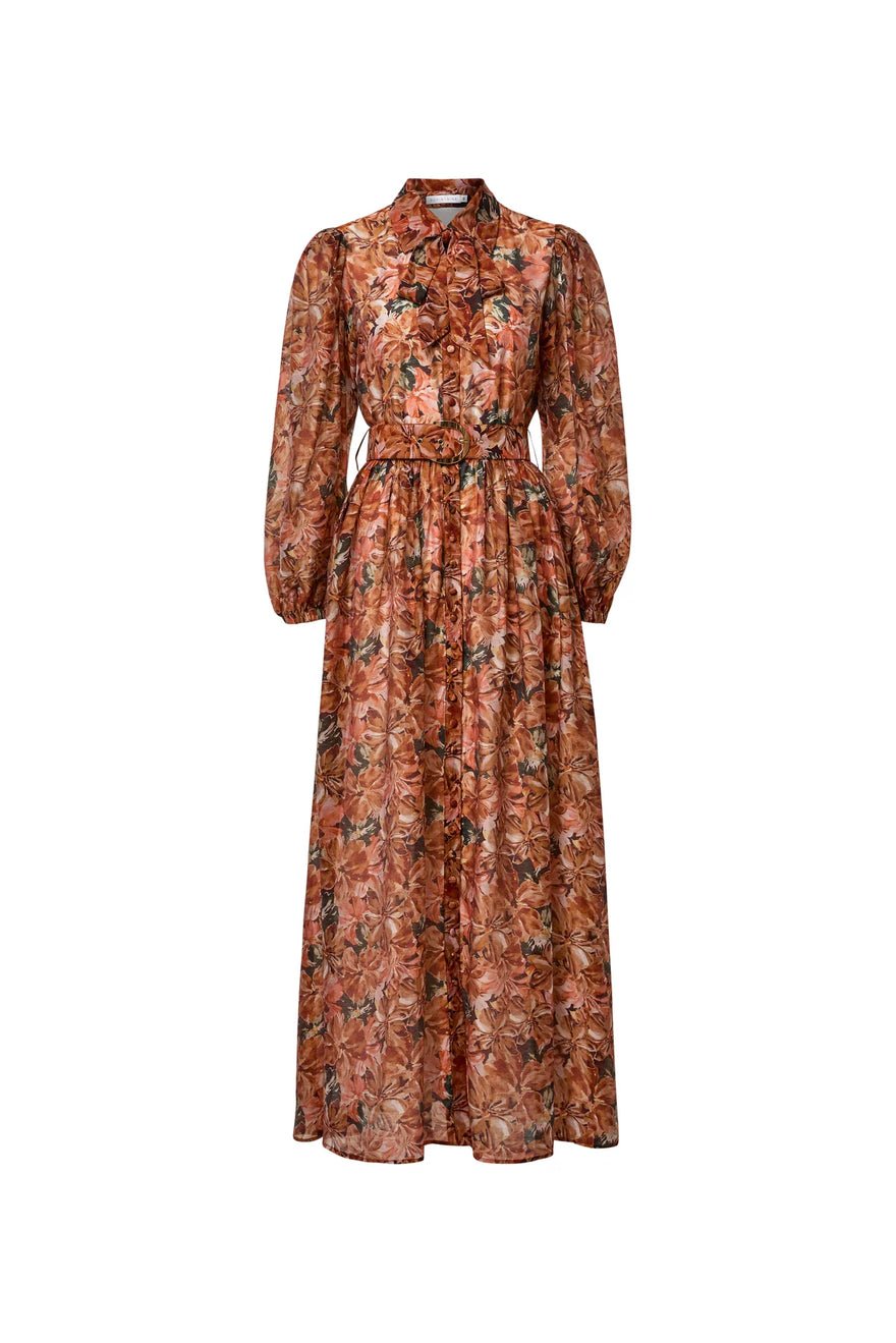 Sofia Irina Maxi Shirt Dress - Orange Print photo 2