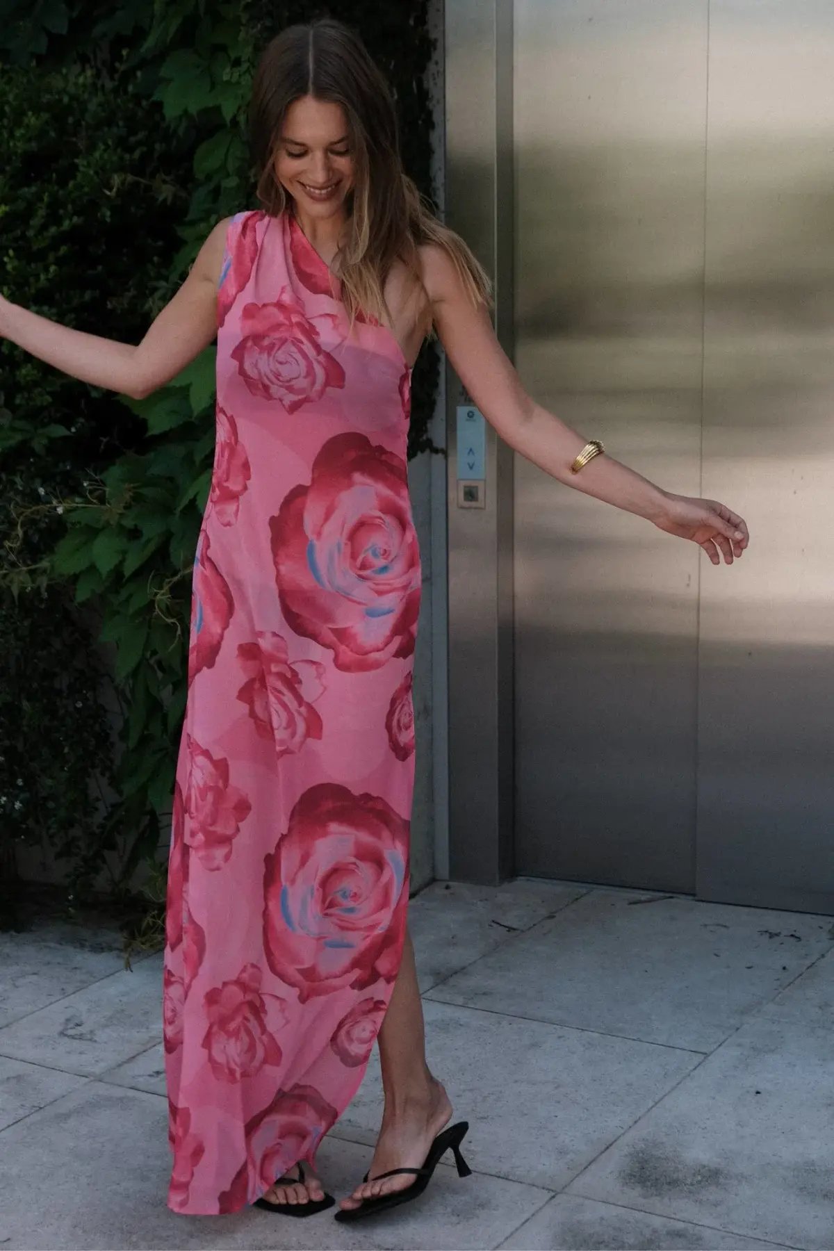 With Harper One Shoulder Sheer Maxi in Pink Rose Size Small / AU 8 photo 2