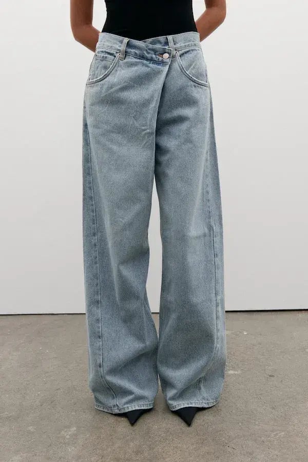 Bayse  Palace Fold Waist Jean Oakland Blue Size 8 photo 3