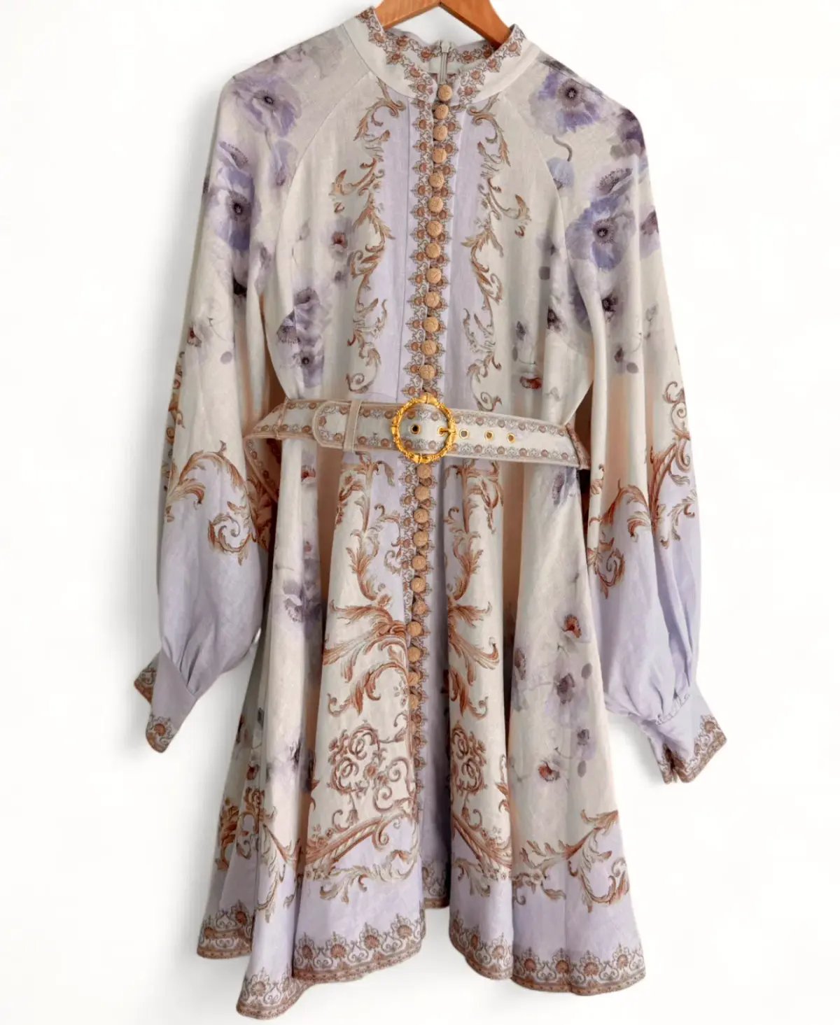 Zimmermann Hypnotic Buttoned Mini Dress in Blue Floral Size AU 14 photo 3