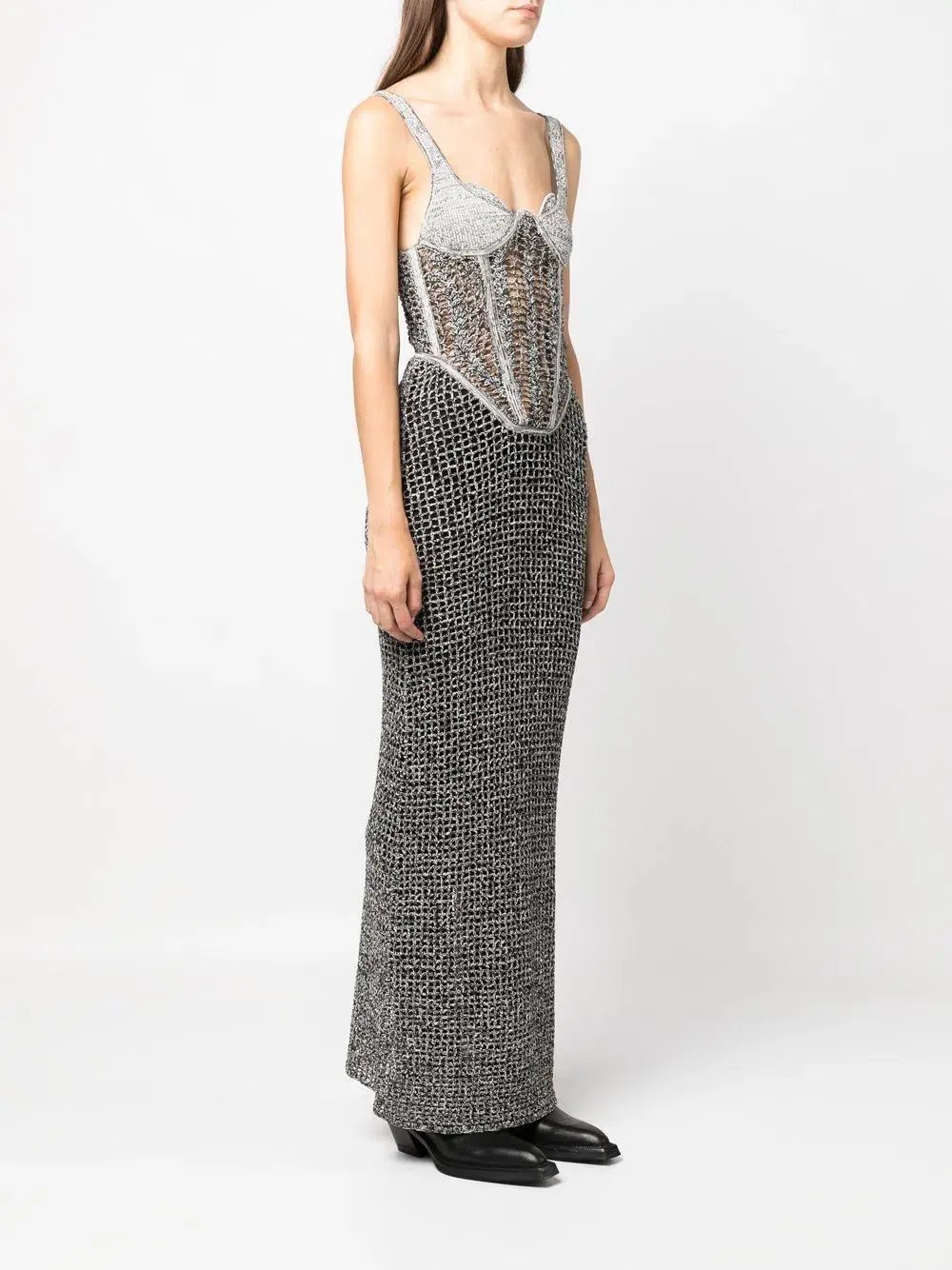Dion Lee Marled Double Cup Corset Dress in Black Marle Size S / Au 8 photo 2