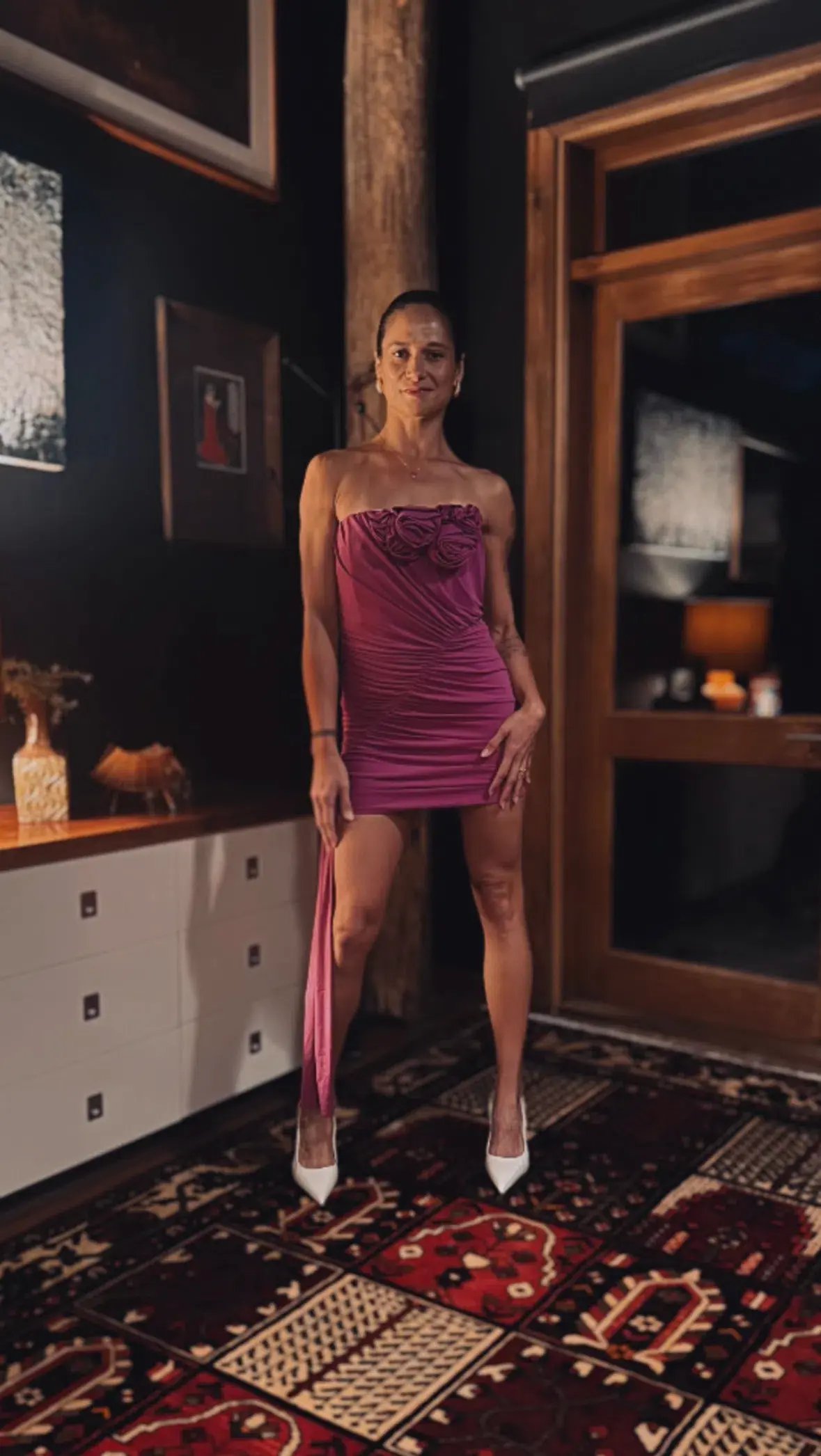 Magda Butrym Strapless Violet Sash Mini Dress Pink  Size S/Au 8 photo 2