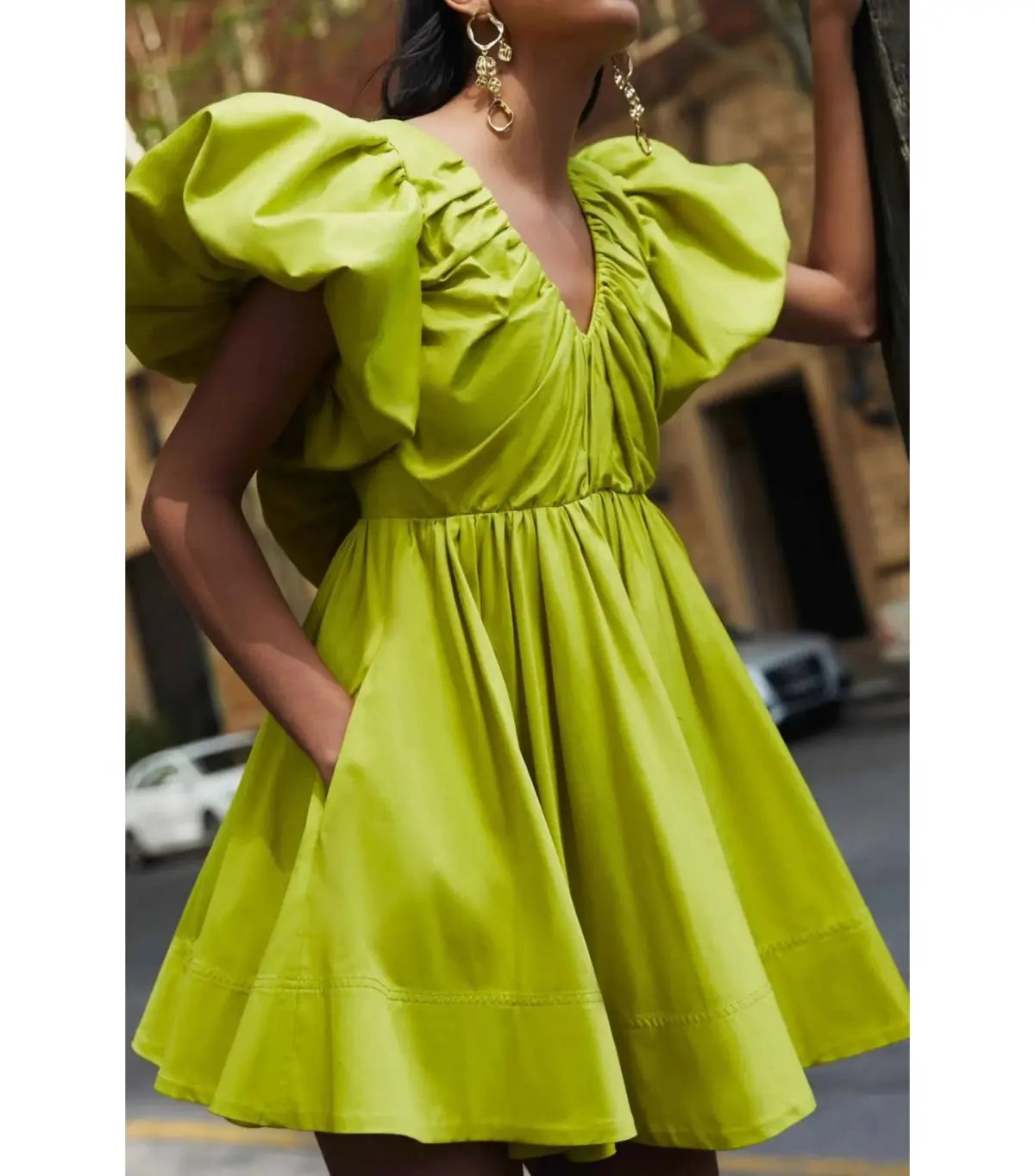 Aje Gretta Bow Back Mini Dress Green Size AU 6 photo 2