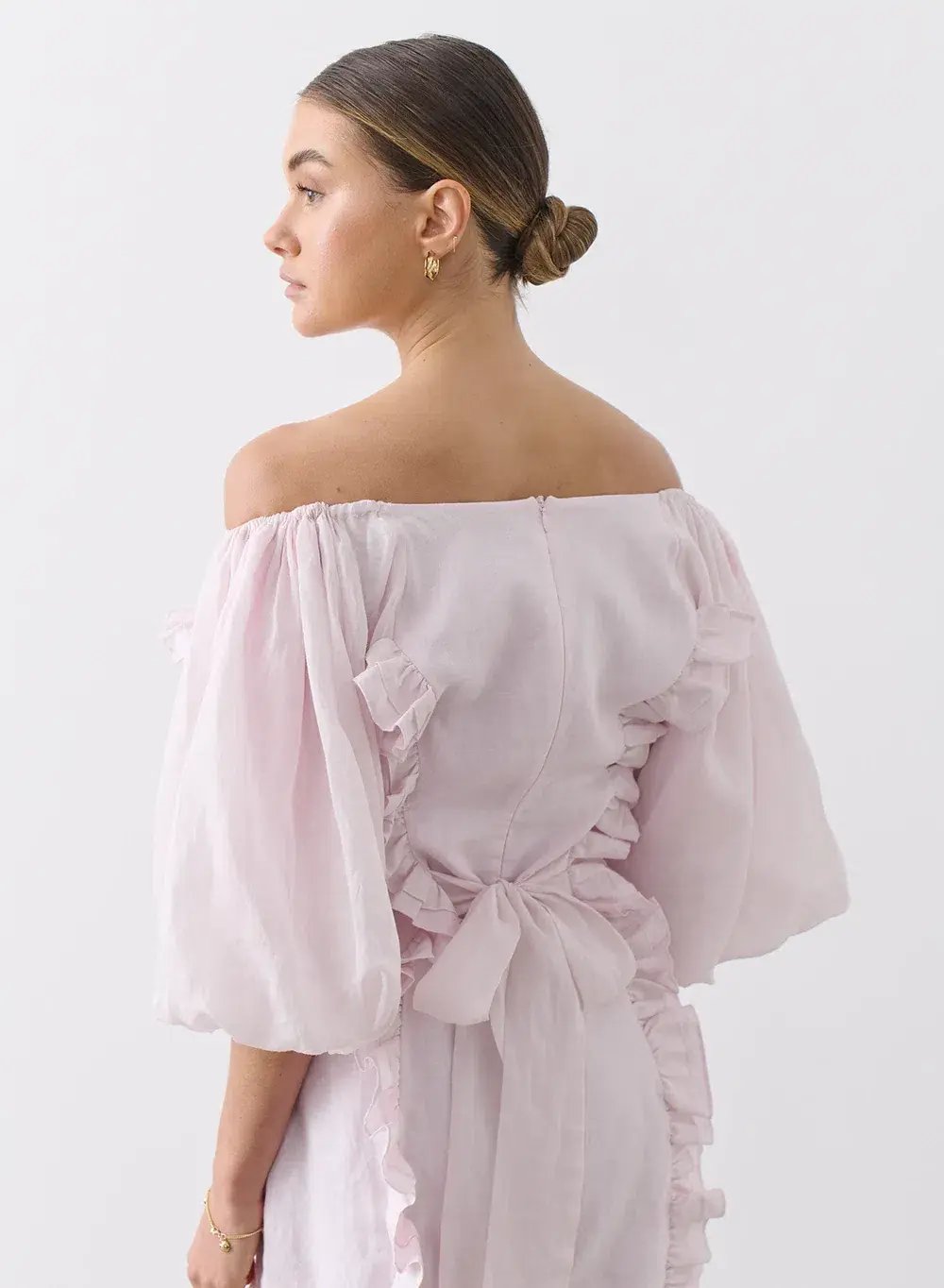 Joslin Studio Annabelle Linen Ramie Mini Dress Pink Size 6 photo 4
