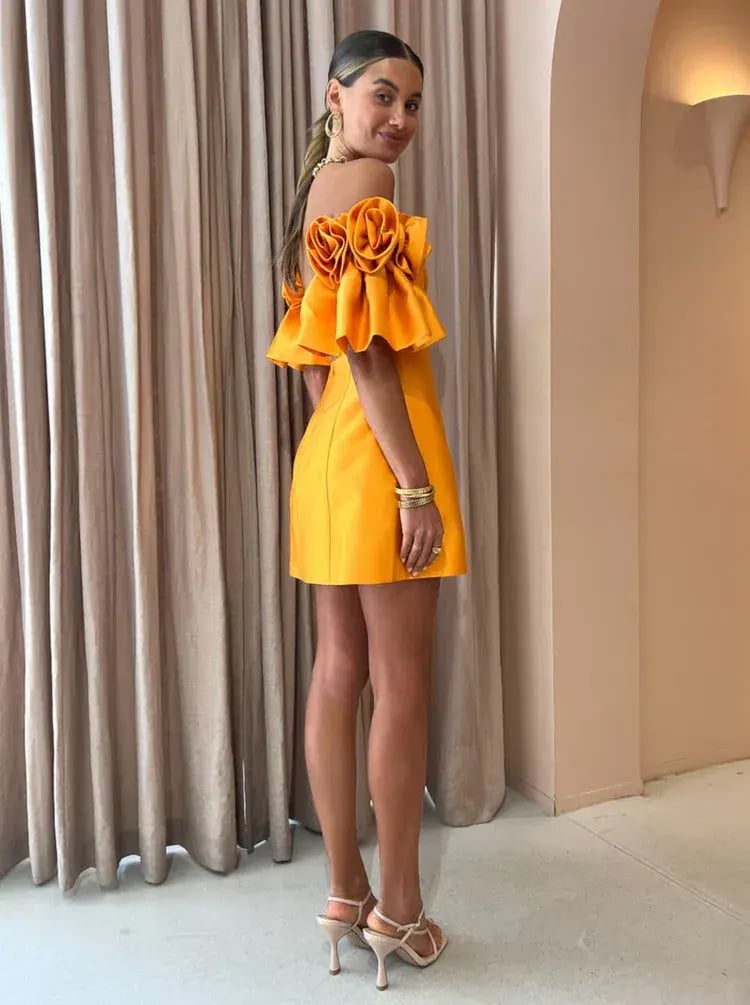 Alemais Macie Rosette Mini Dress Orange Size 10 photo 2