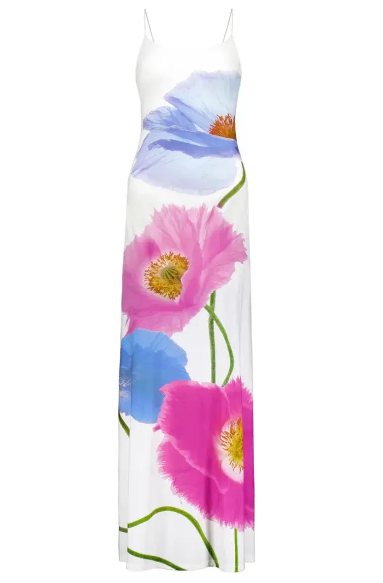 With Harper Lu Low Back Maxi Dress - Azure Poppy photo 3