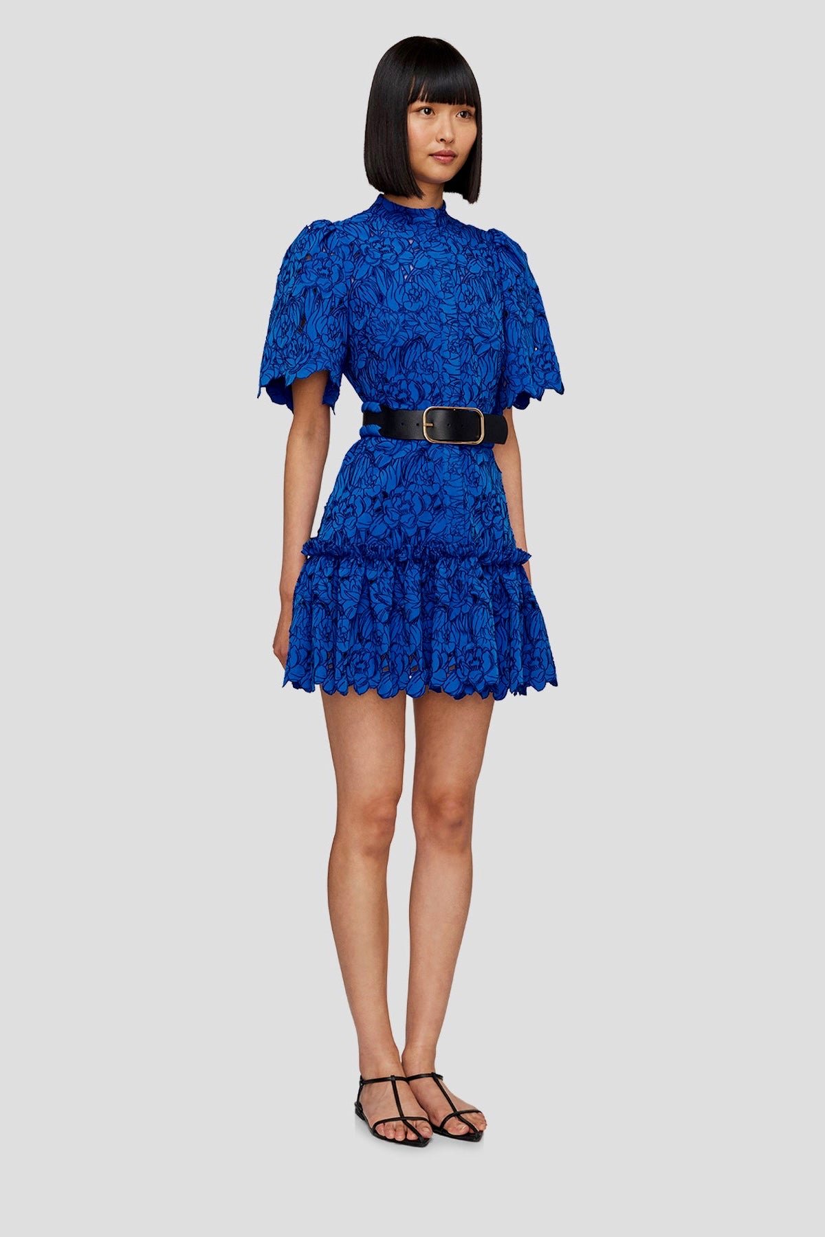 LEO LIN ALICE LACE SHORT SLEEVE MINI DRESS - LAPIS photo 3