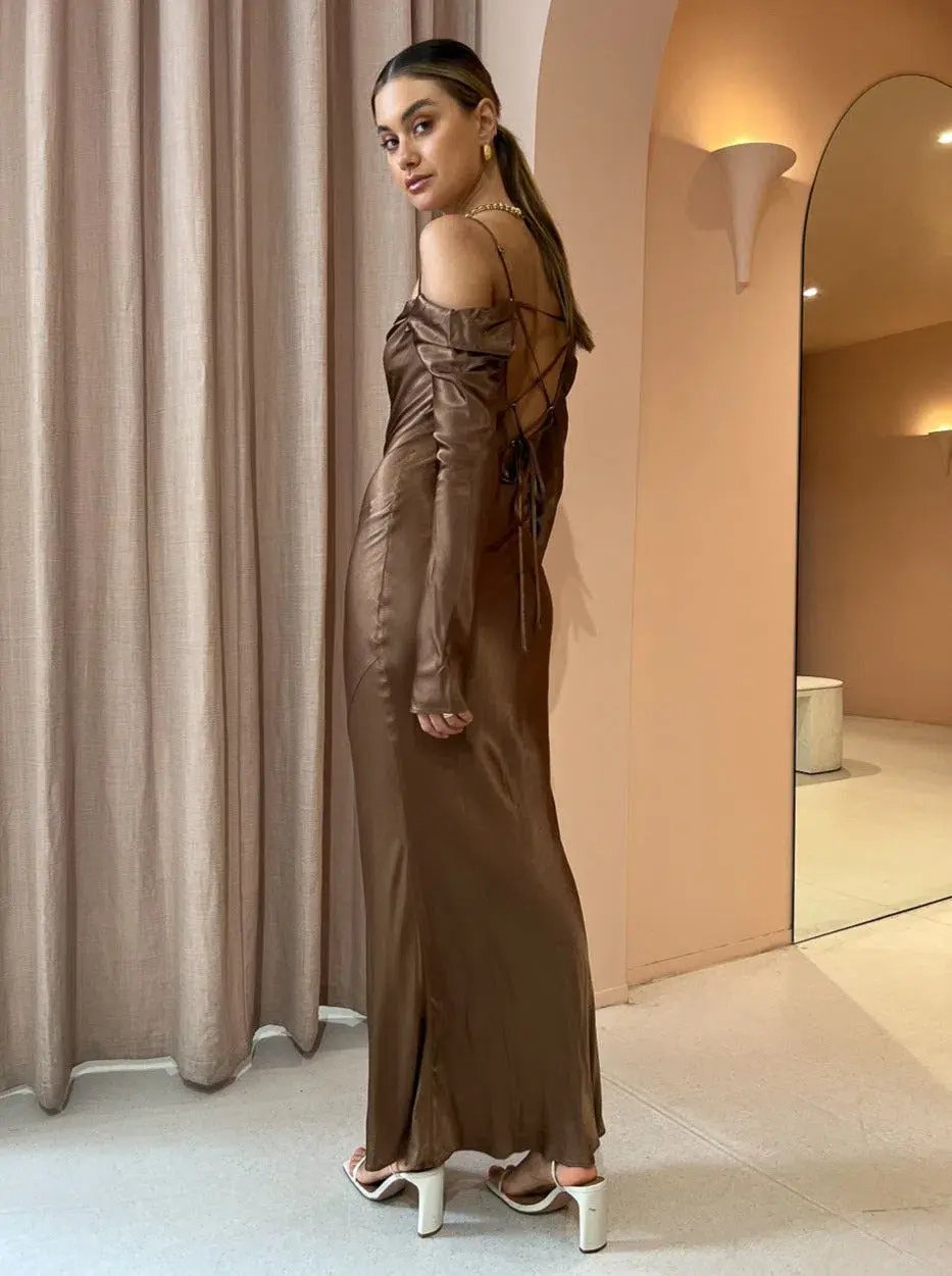 Issy Sereia Maxi Dress Brown Size 6 photo 3