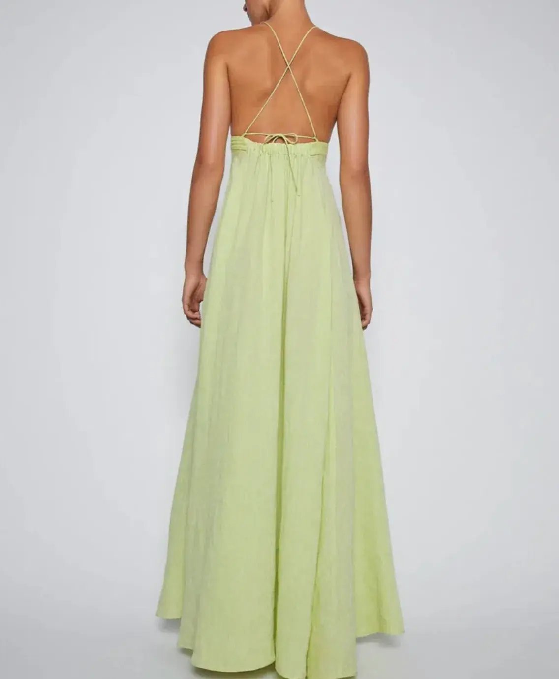 Scanlan Theodore Italian Linen Shoestring Dress Green Size 10 photo 3