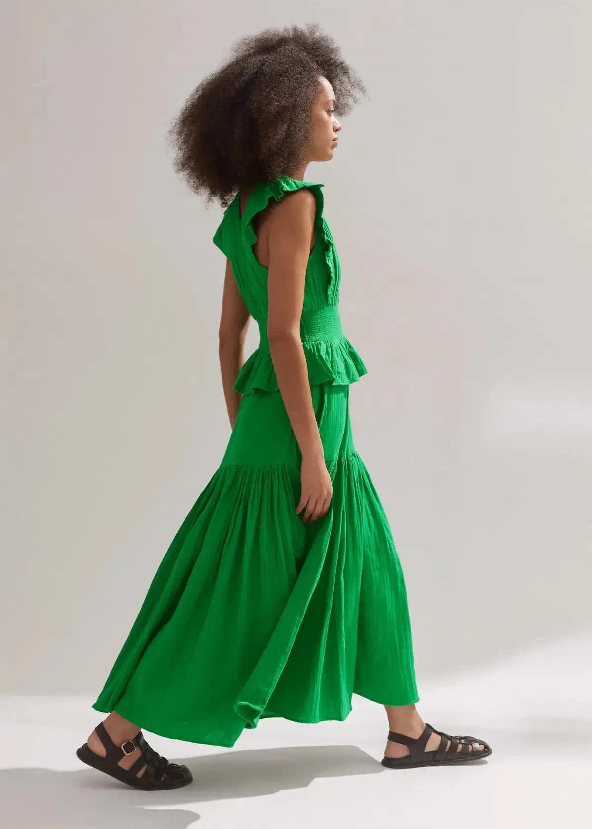 Me+Em Cheesecloth Maxi Dress in Spring Green Size 10 photo 2