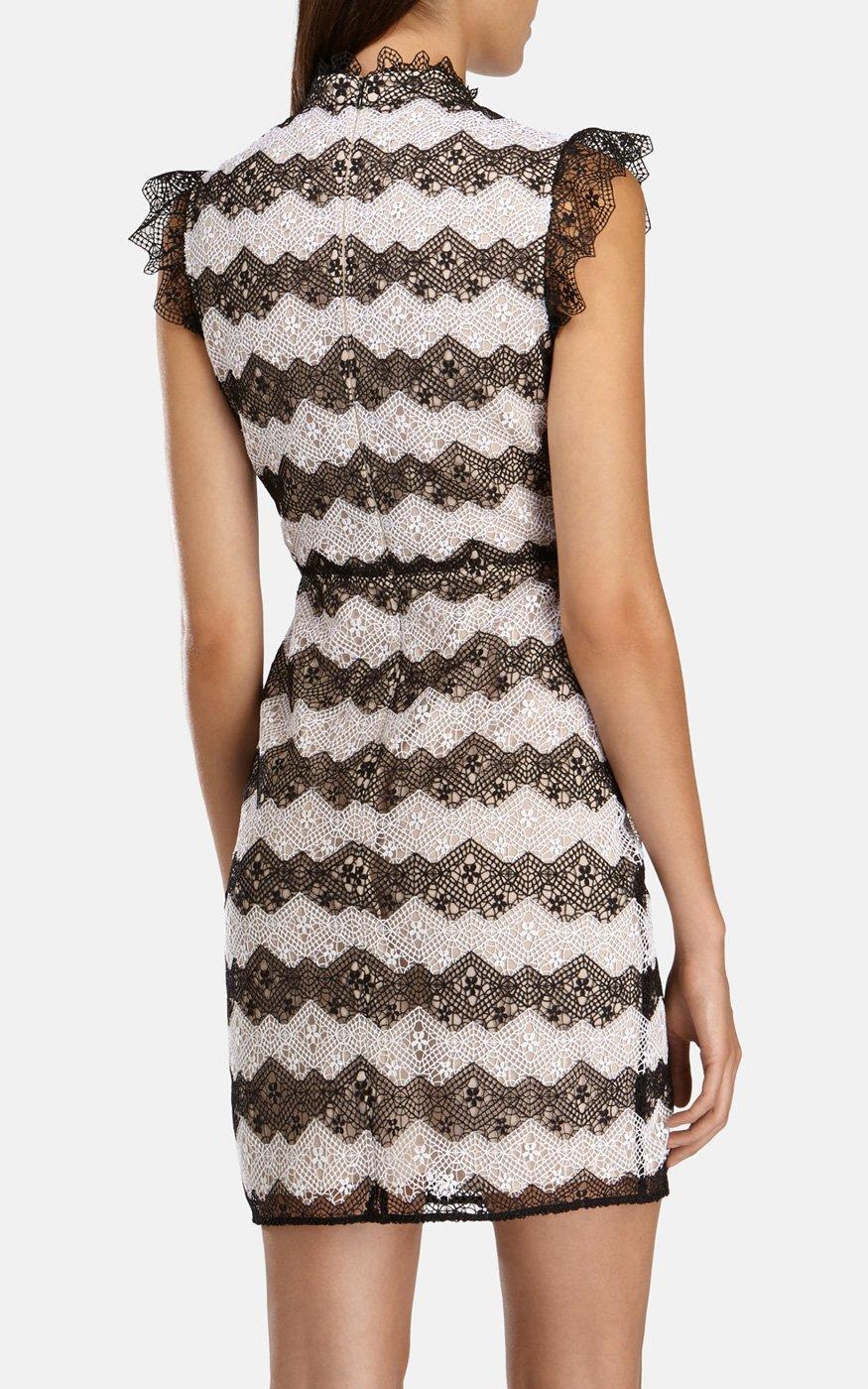Karen Millen Lace Dress Black White Size 6 photo 3