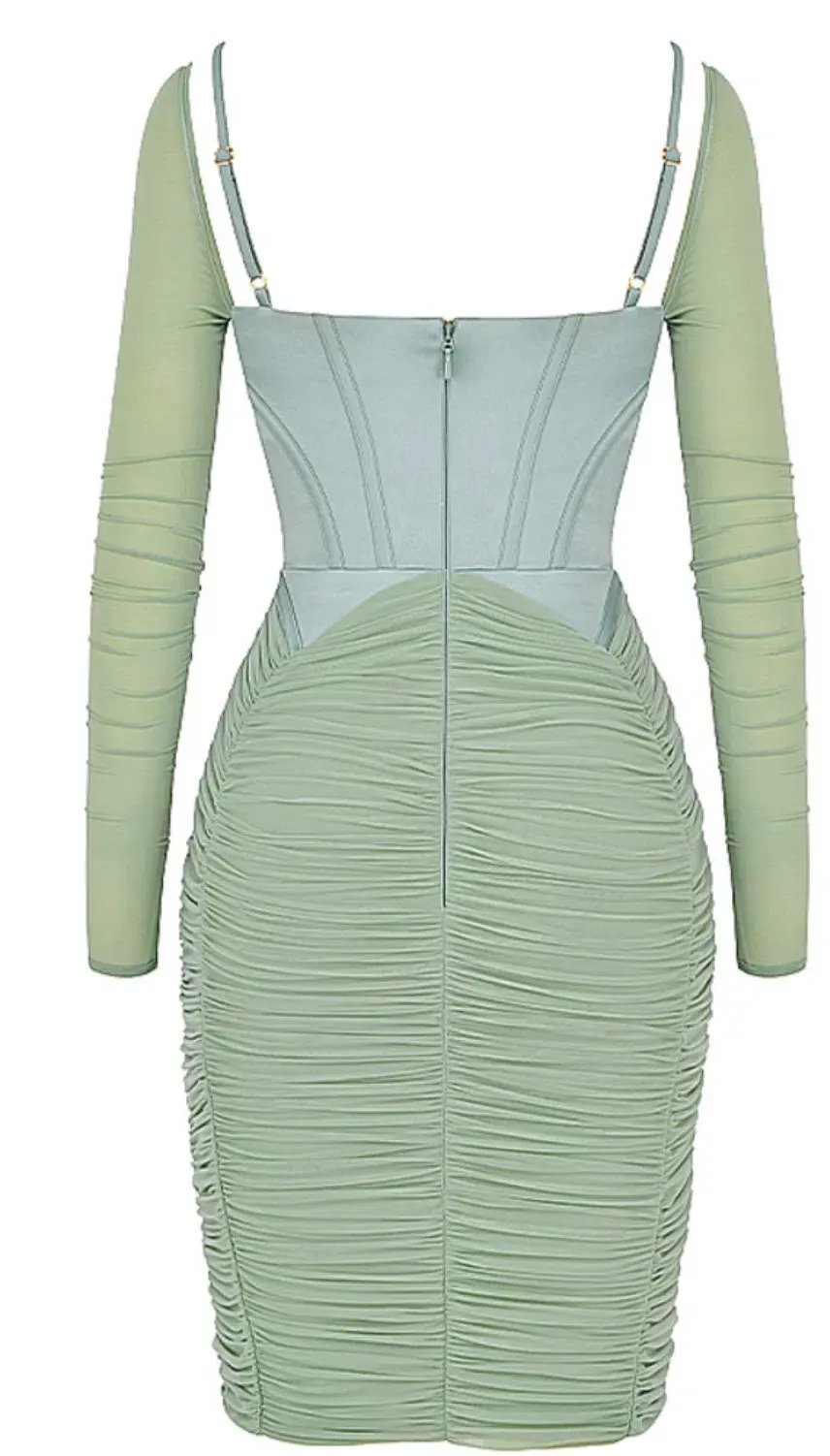 House Of CB Freyja Gathered Corset Dress Green Size XS / AU 6 photo 6