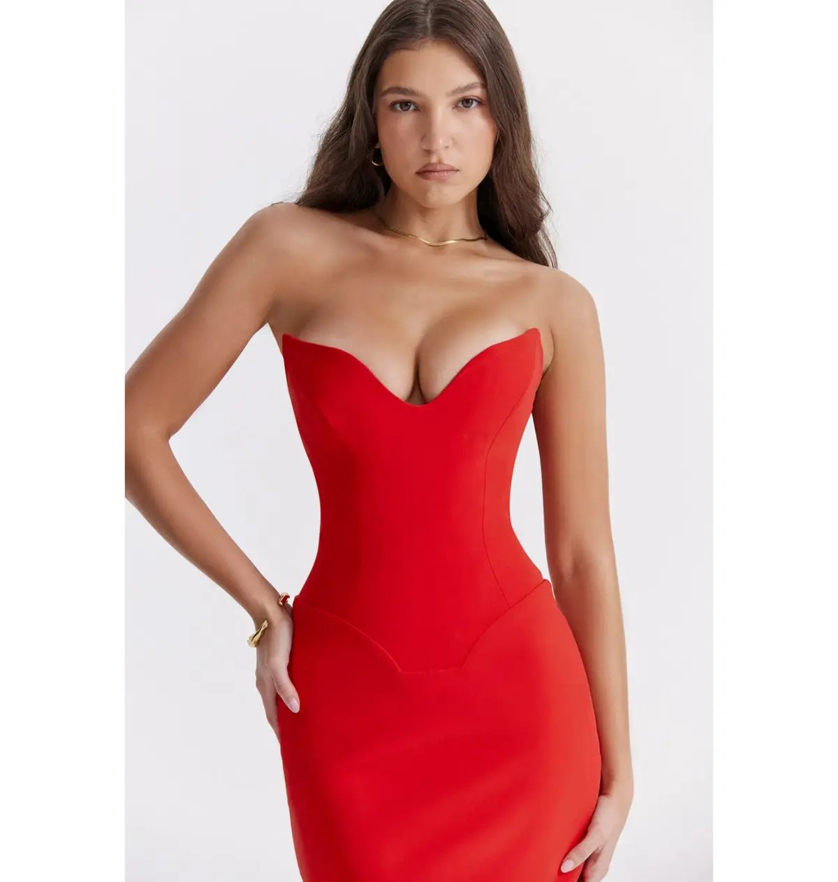 House of CB Tamara Strapless Maxi Dress Cherry Red Size M / AU 10 photo 4