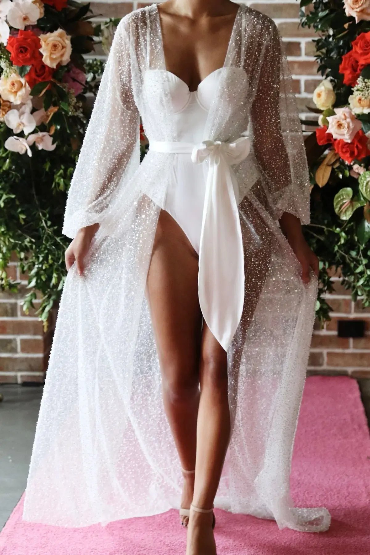 HOMEBODII Beaded Athena Bridal Robe Beaded Size 8 photo 2