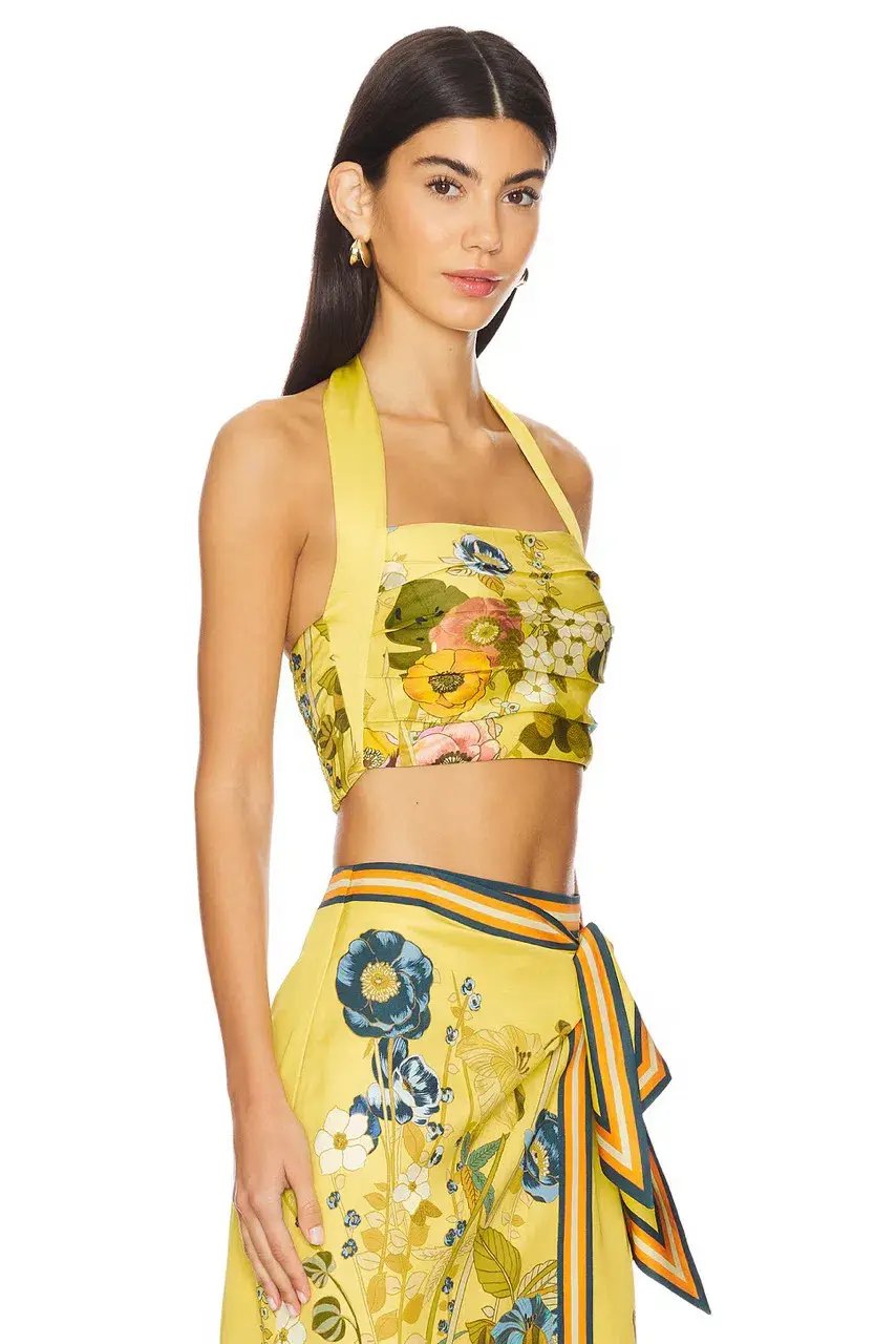 Alemais Cresida Halter Crop Top & Sarong Tie Midi Skirt Set Multi Size 10 photo 2