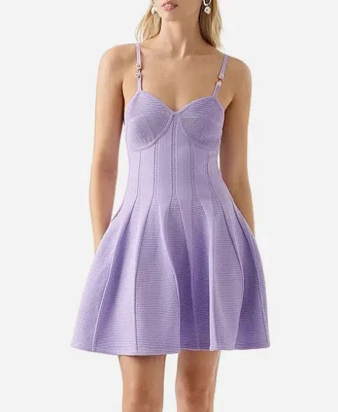 Aje Phaedra Ottoman Bustier Mini Dress Lilac Size M / Au 10 photo 4