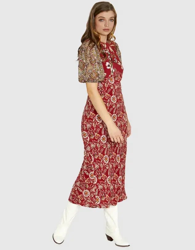 Kachel Harlow Dress Red Print Size 10 photo 2