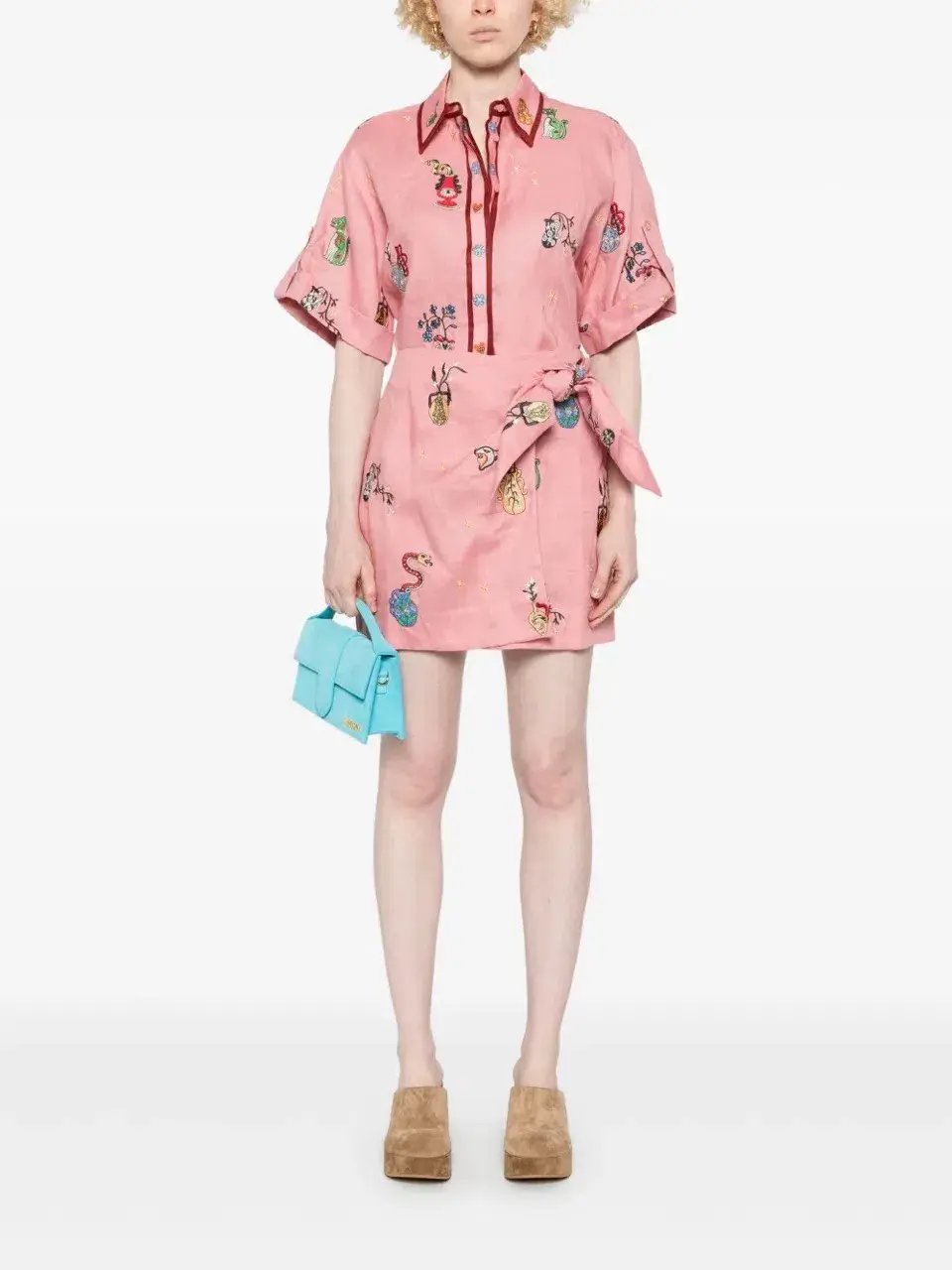 ALEMAIS Timmy Embroidered Shirt & Sarong Skirt Pink Size 10 AU photo 10