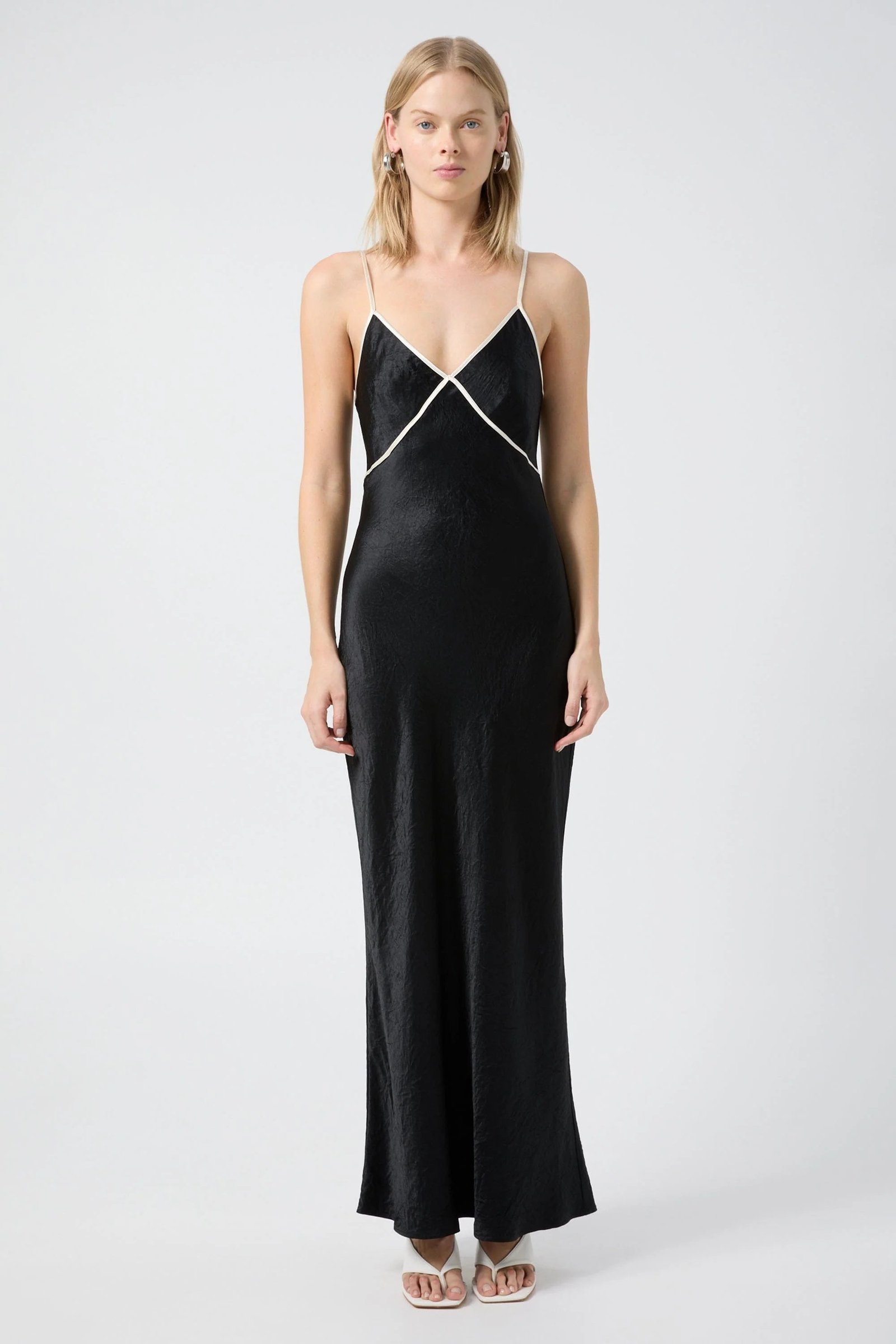 THIRD FORM CRUSH CONTRAST BIND CAMI DRESS - BLACK & CREAM photo 6
