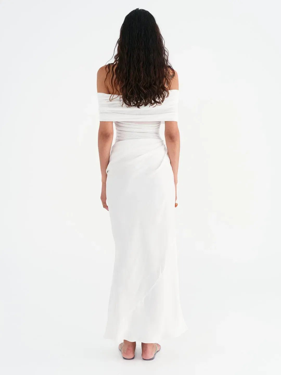 Benni Nico Off Shoulder Maxi Dress White Size 12 photo 4