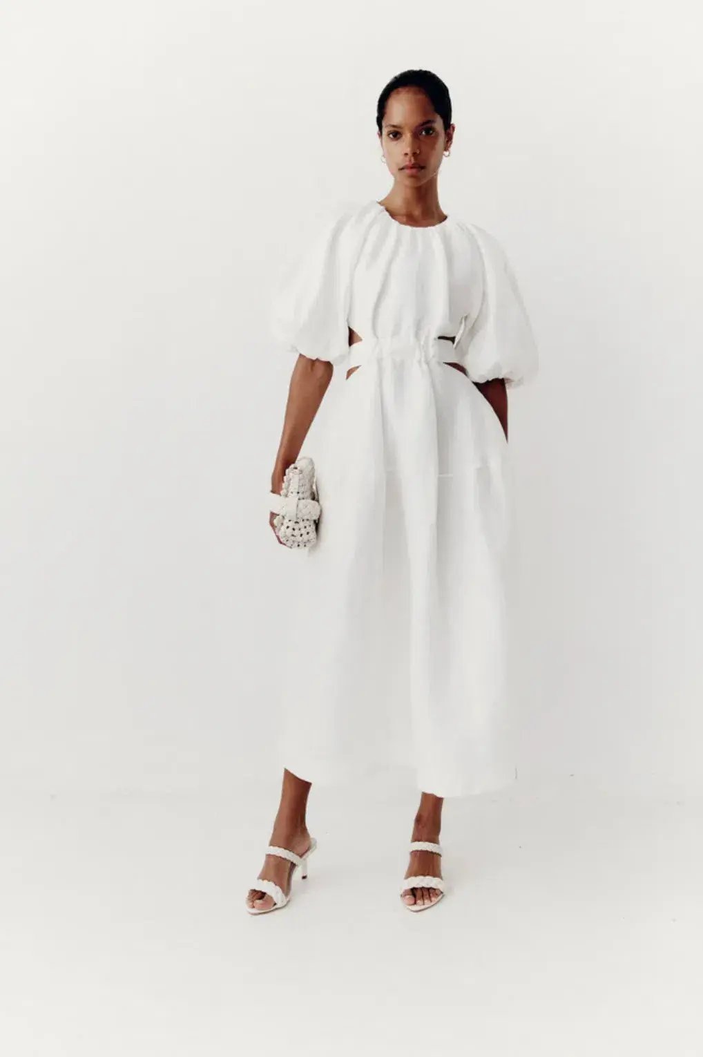 Aje Mimosa Cutout Midi Dress Ivory Size AU 4 photo 3