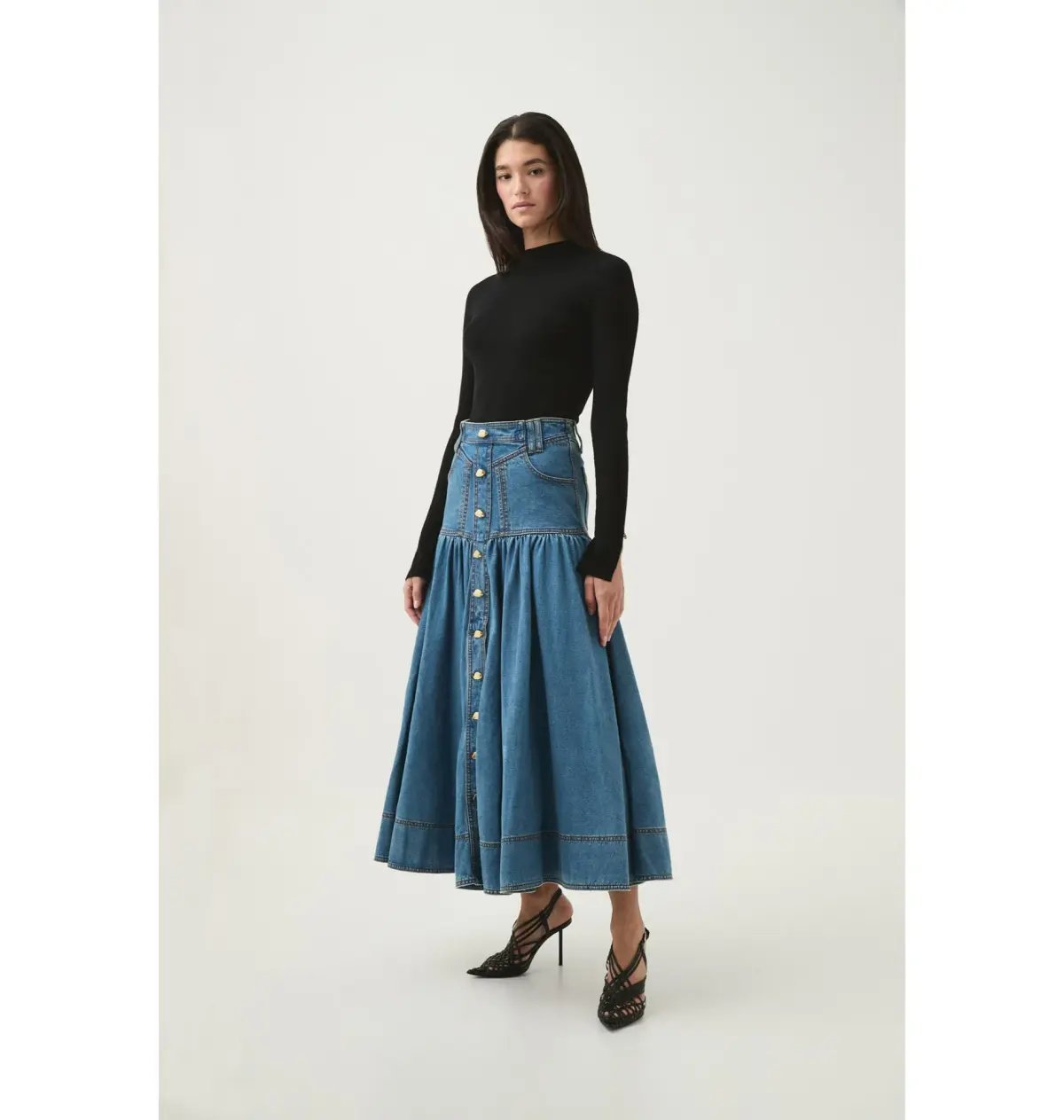 Aje Belmond Denim Midi Skirt 90's Wash Size AU 4 photo 3