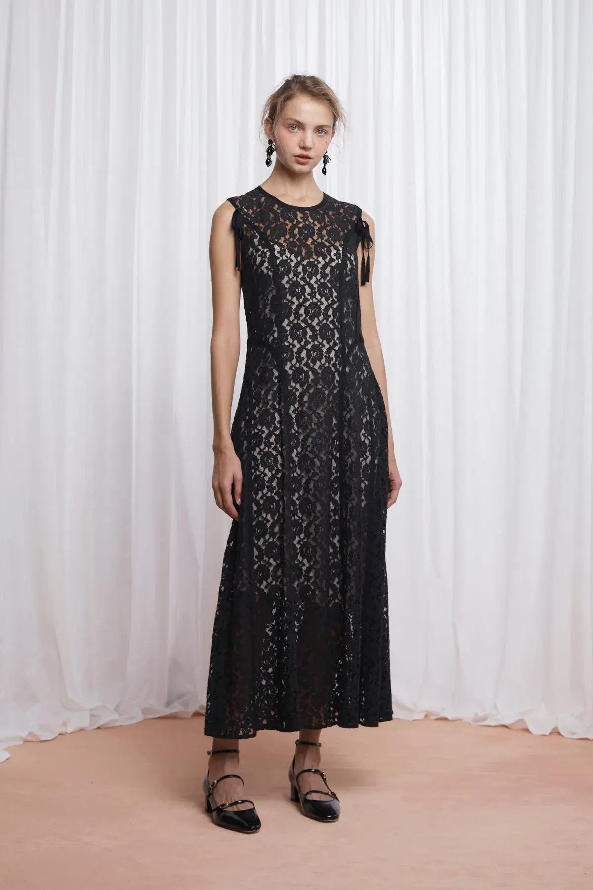 Lovaan Audrey Dress Cotton/Nylon Black Size 6 photo 2