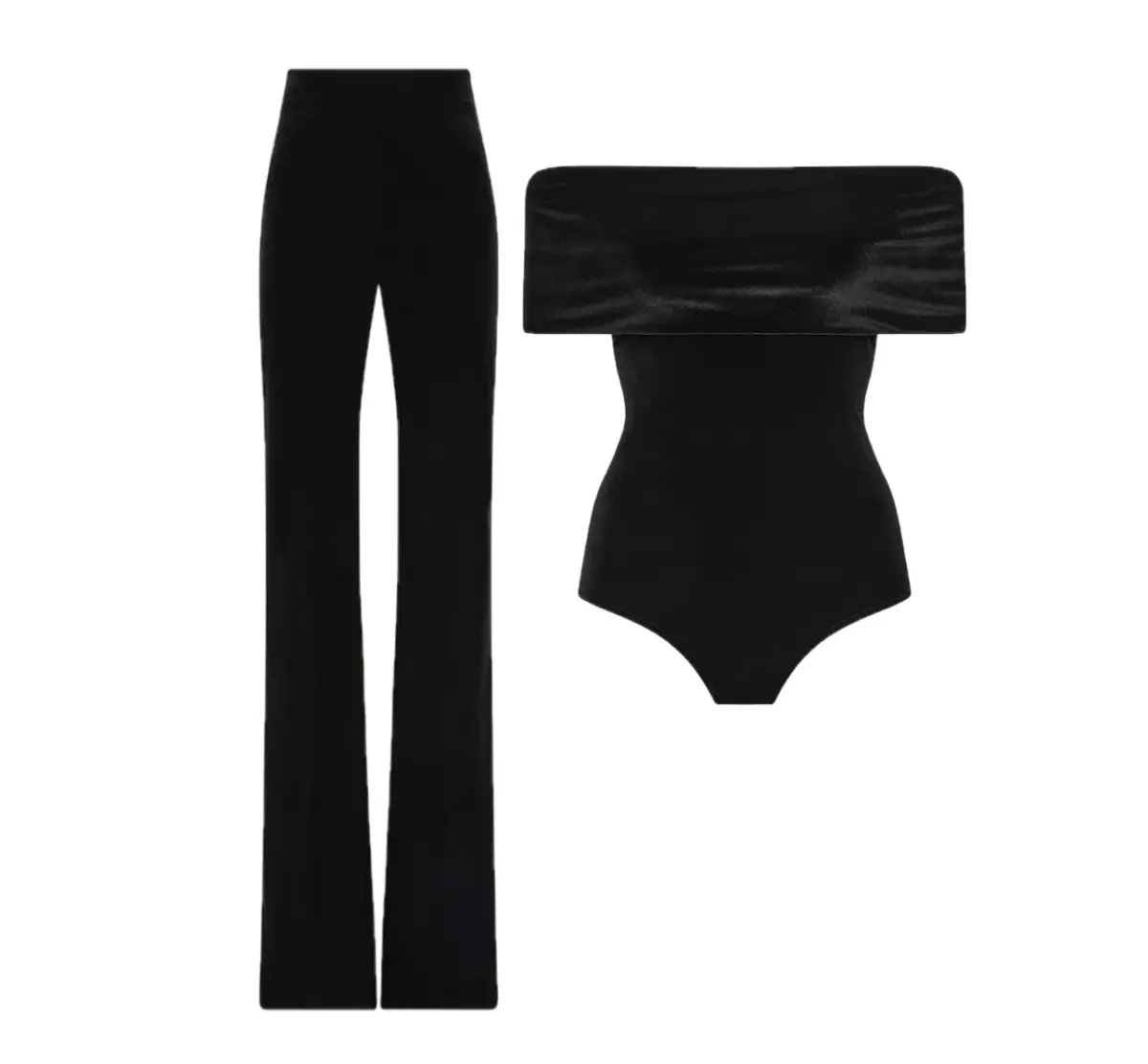 Carla Zampatti Off Shoulder Bodysuit Top and Velvet Pant Black Size 6 photo 9