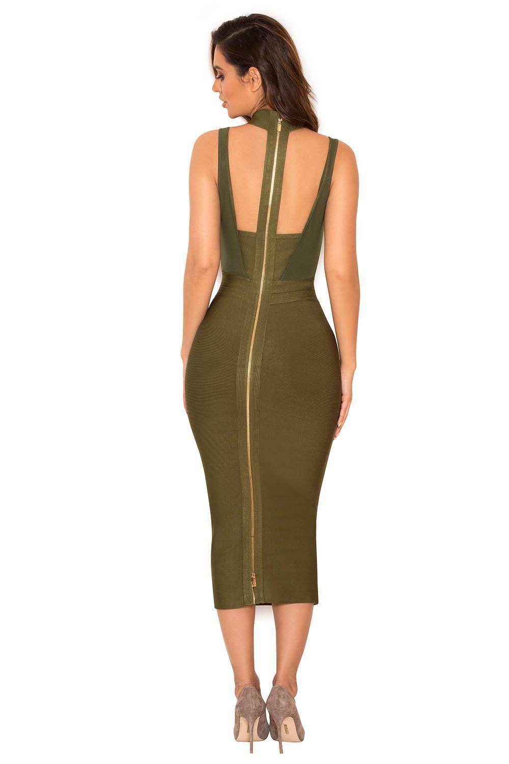House of CB Caruso Midi Dress Green Size 8 photo 2