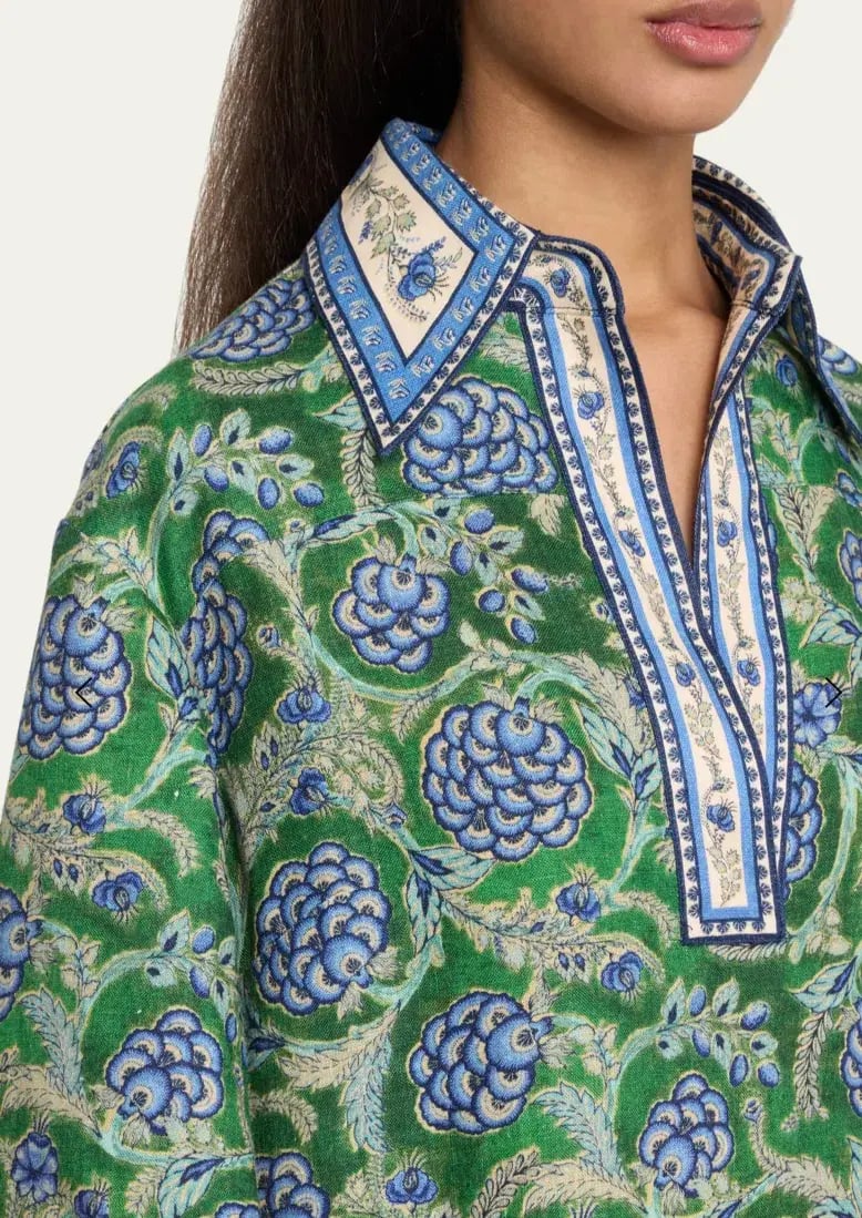 Zimmermann The Junie Tunic Dress in Green/Blue Floral Size 0/Au 8 photo 3