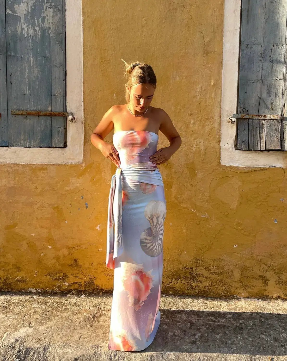 Odysseus & Penelope Draped Strapless Dress Ocean Pearl Size Medium / AU 10 photo 2