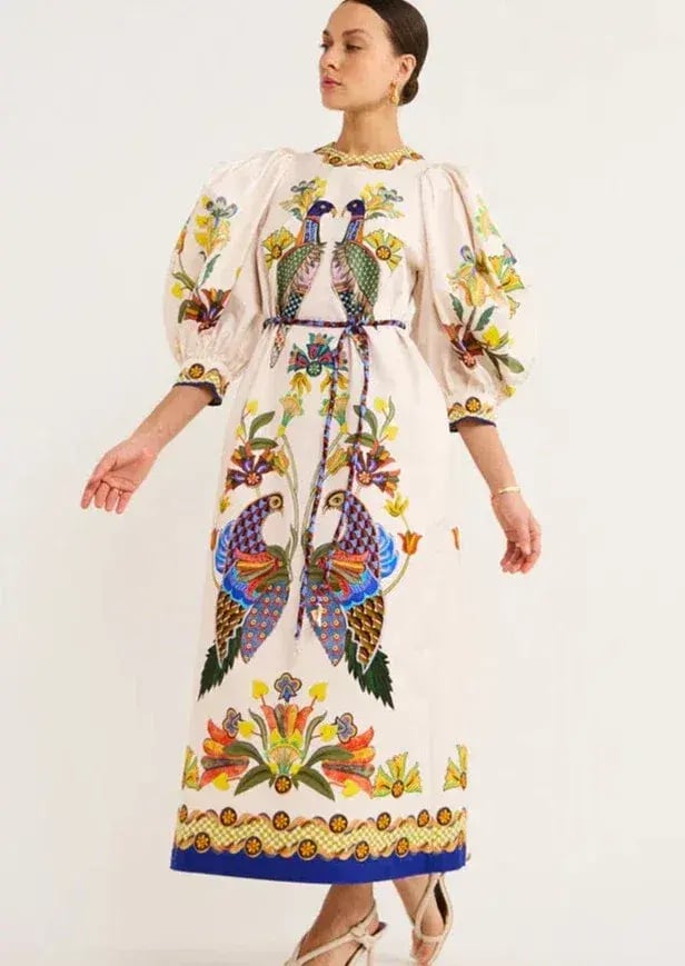 Alemais Effie Puff Sleeved Dress Print Size 12 photo 2