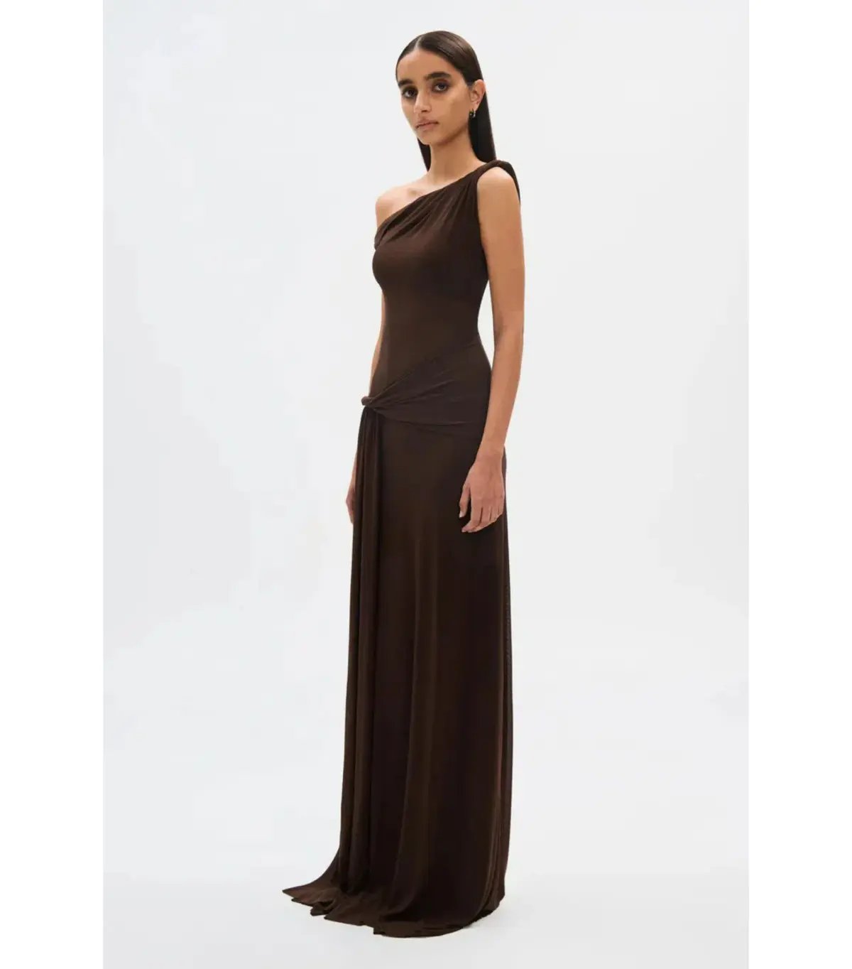 Misha Collection Sisal Mesh Maxi Dress Espresso Size 8/S photo 2