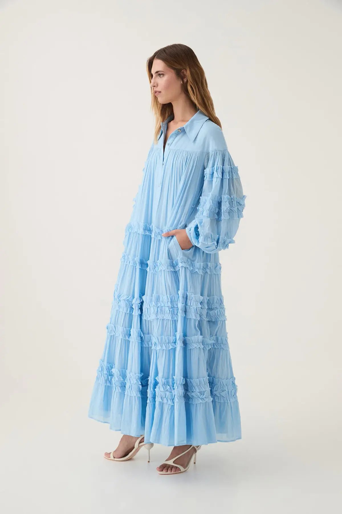 Aje Pastiche Tiered Maxi Dress in Powder Blue Size 4 photo 4