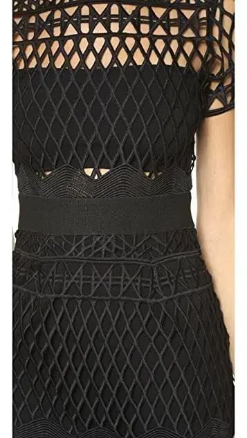 Self Portrait Cutwork Lace Layered Midi Dress Black Size 8 photo 2