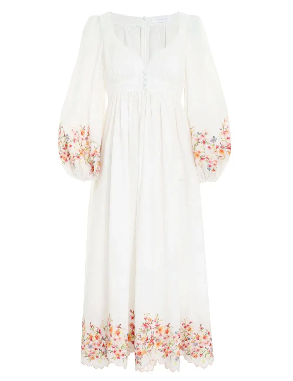 Zimmermann Mae Floral Midi Dress White Floral Size 1/AU 10 photo 3