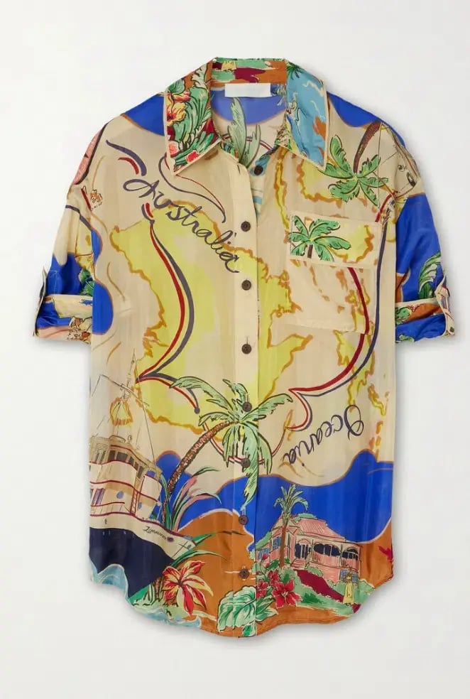 Zimmermann Alight Short Sleeve Shirt And Draw Waist Shorts Set Nautical Map Size 0/Au 8 photo 6