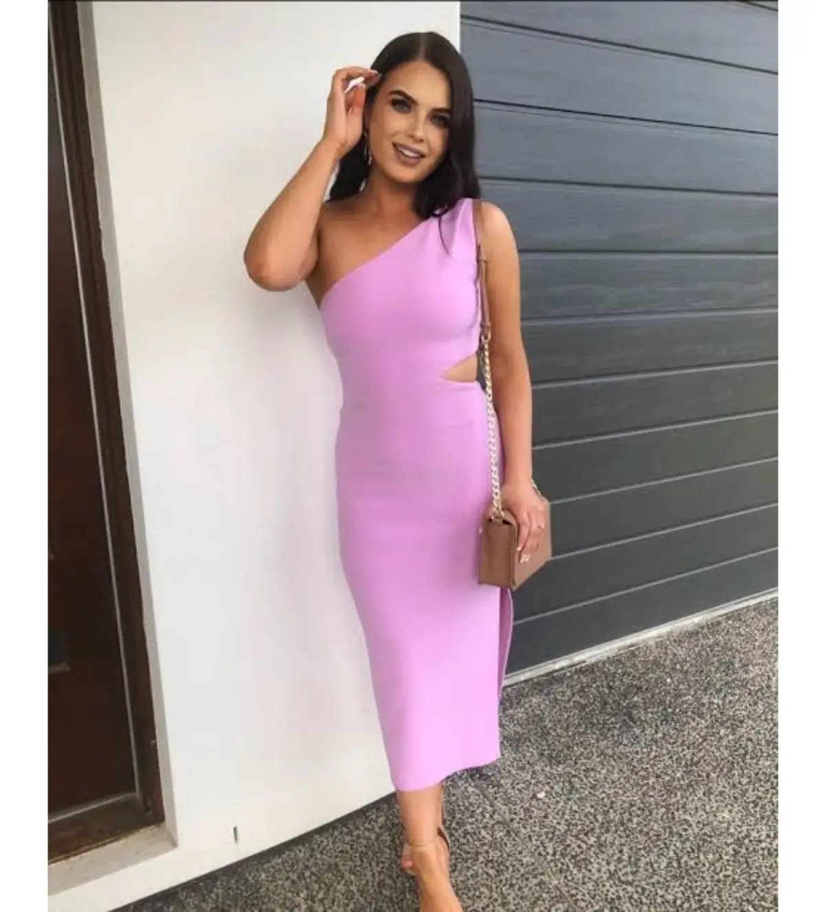 Bec + Bridge Alessandra Asymmetrical Midi Dress Dark Lilac Size 6 photo 2