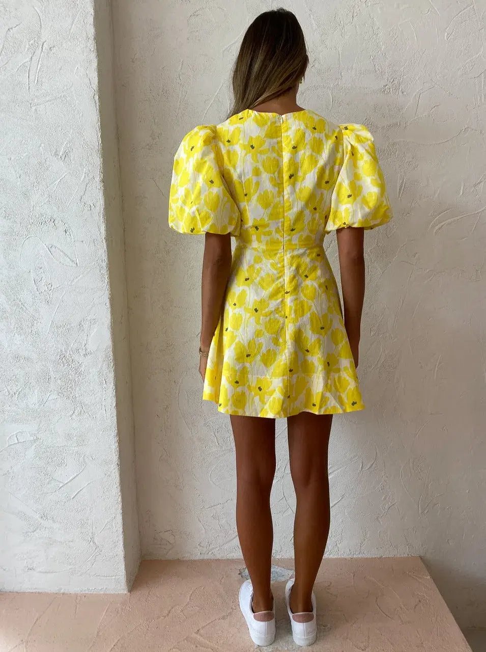 By Nicola Dahlia Ring Detail Mini Dress in Canary Blossom Size 8 photo 3