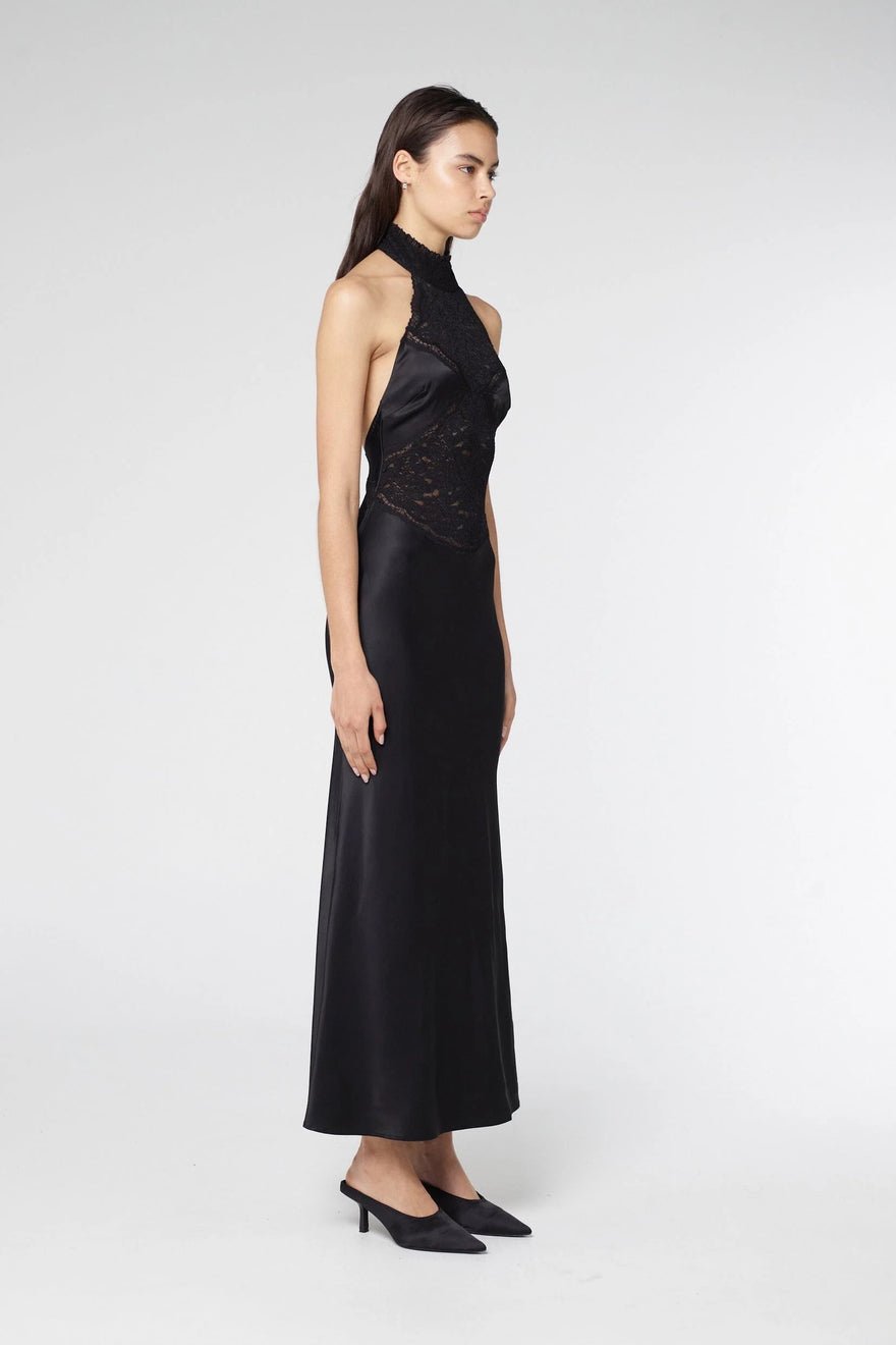 Third Form Serenade Lace Halter Maxi - Black photo 2