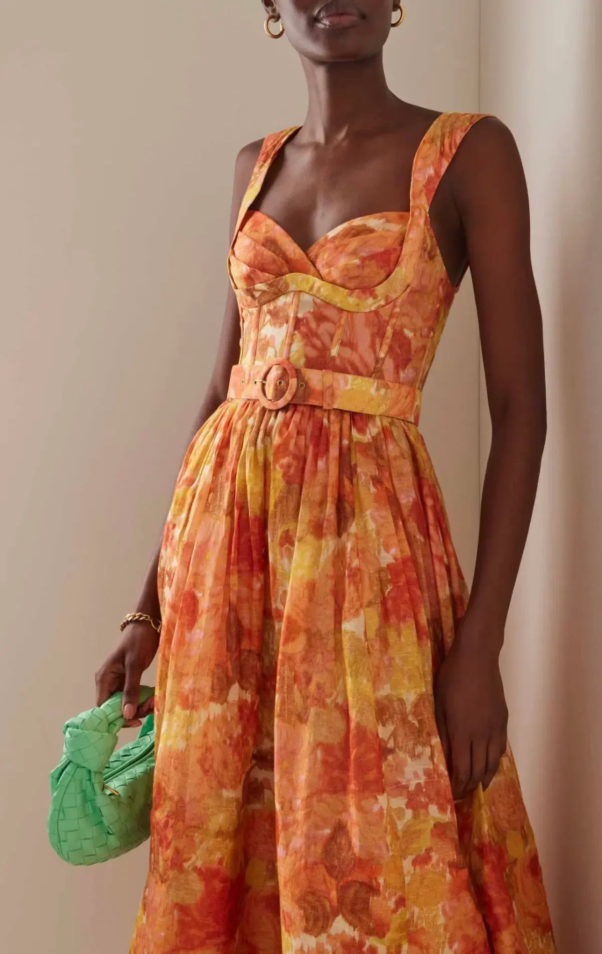 Zimmermann The High Tide Picnic Dress in Citrus Ikat Floral Size 0/Au 8 photo 2