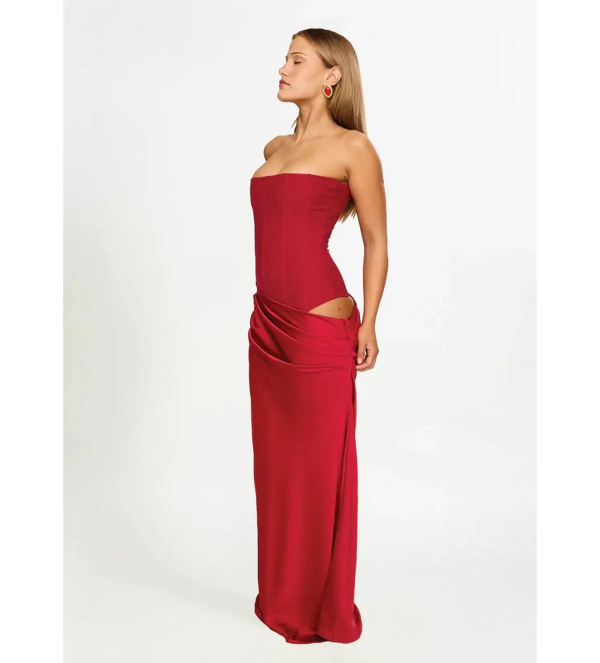 Hntr The Label Huxley Gown Maxi Dress In Wine Size AU 8 photo 3