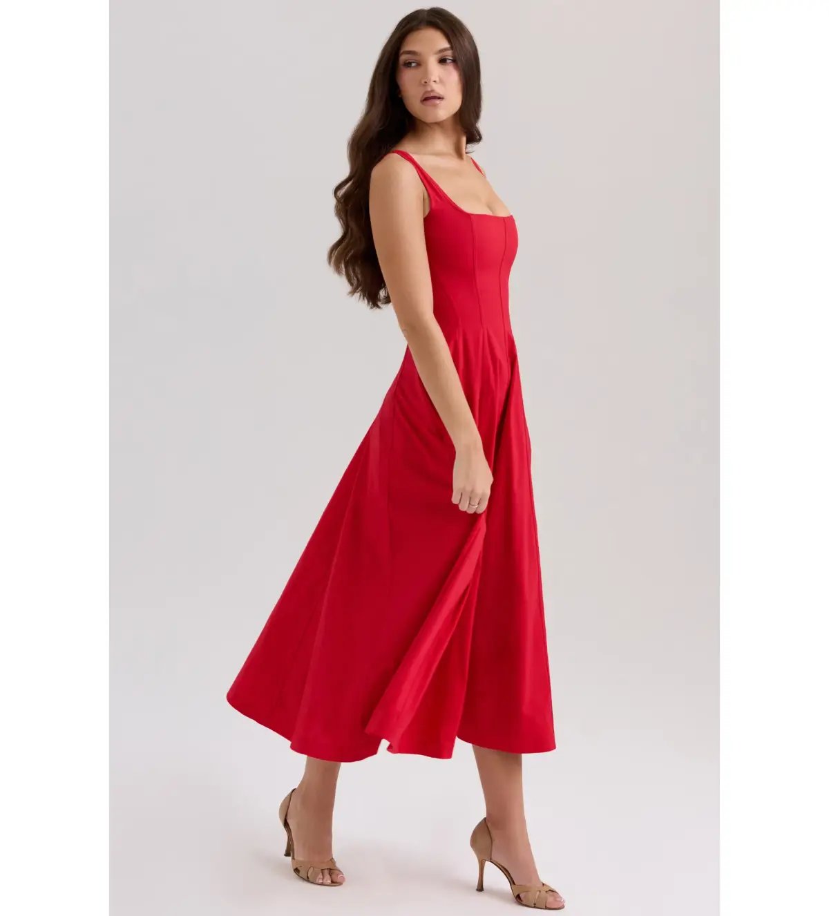 House Of CB Mariabella Long Midi Dress Red Size 14 photo 3