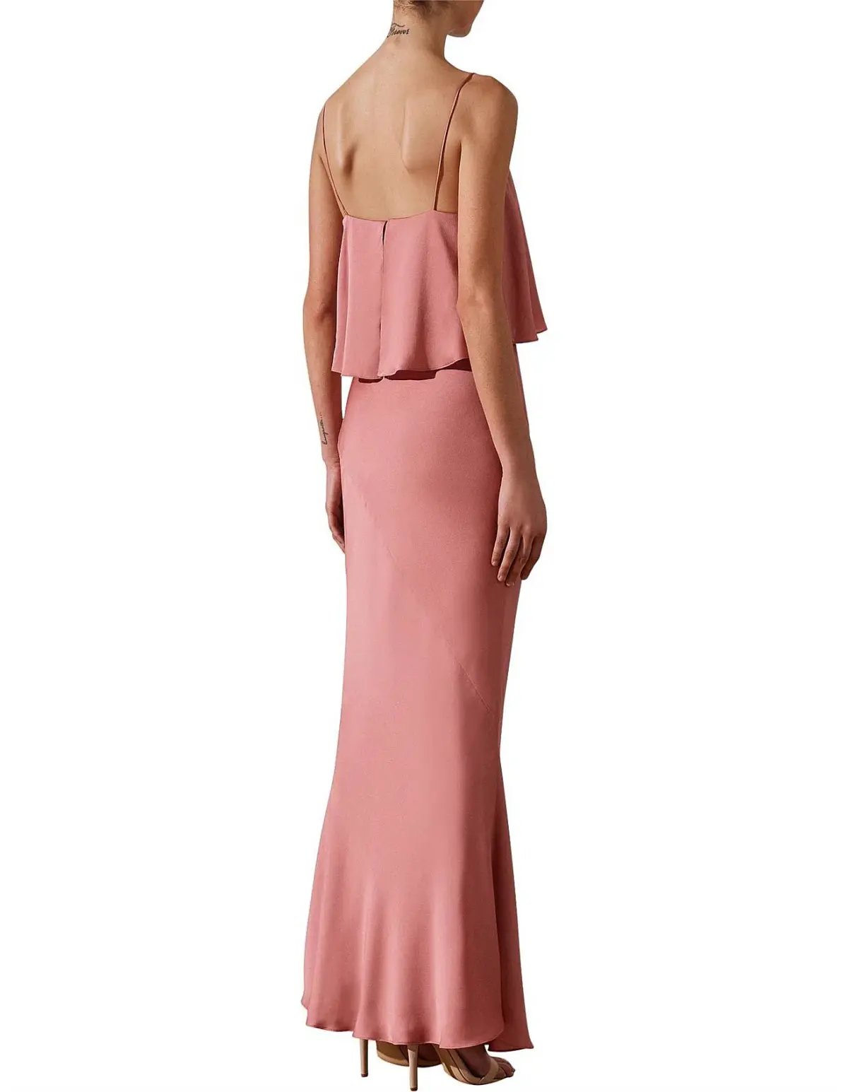 Shona Joy Luxe Bias Frill Slip Dress in Rose Pink Size 8 photo 3