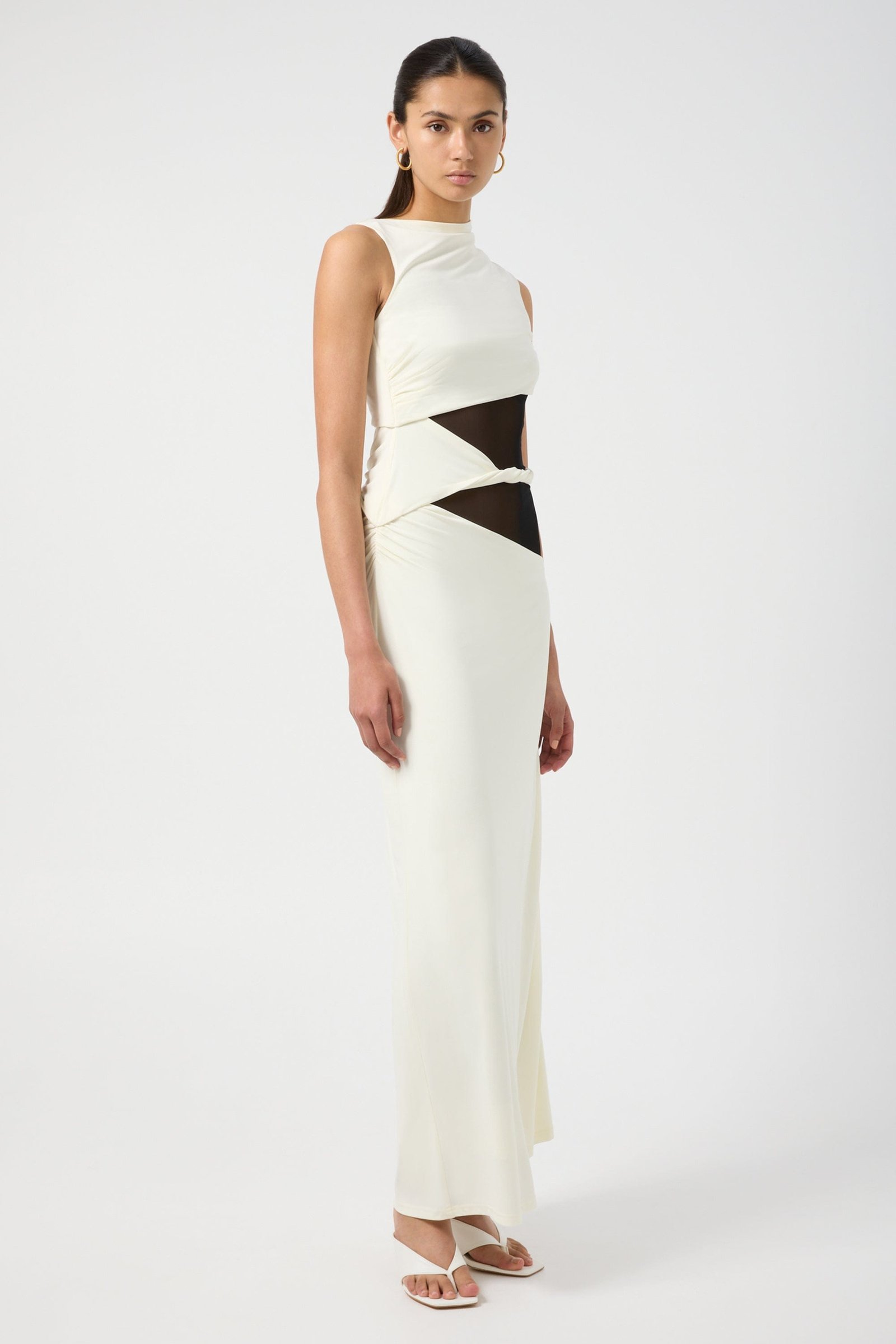 THIRD FORM INTERWEAVE DRAPE MAXI DRESS - CREAM & BLACK photo 4